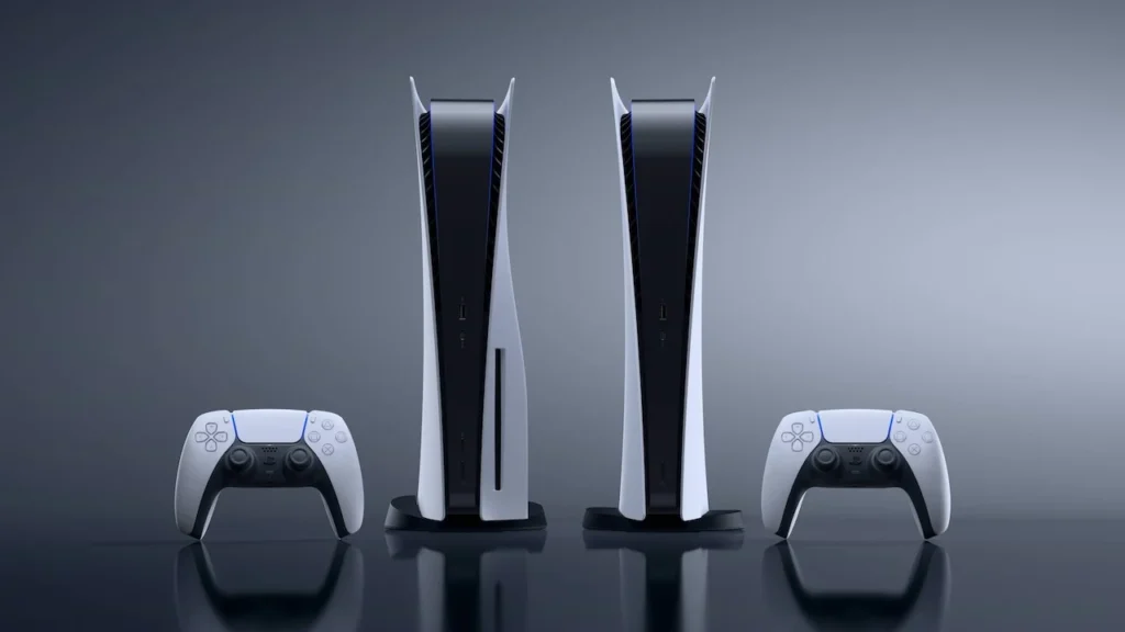 a group of white and black gaming devices