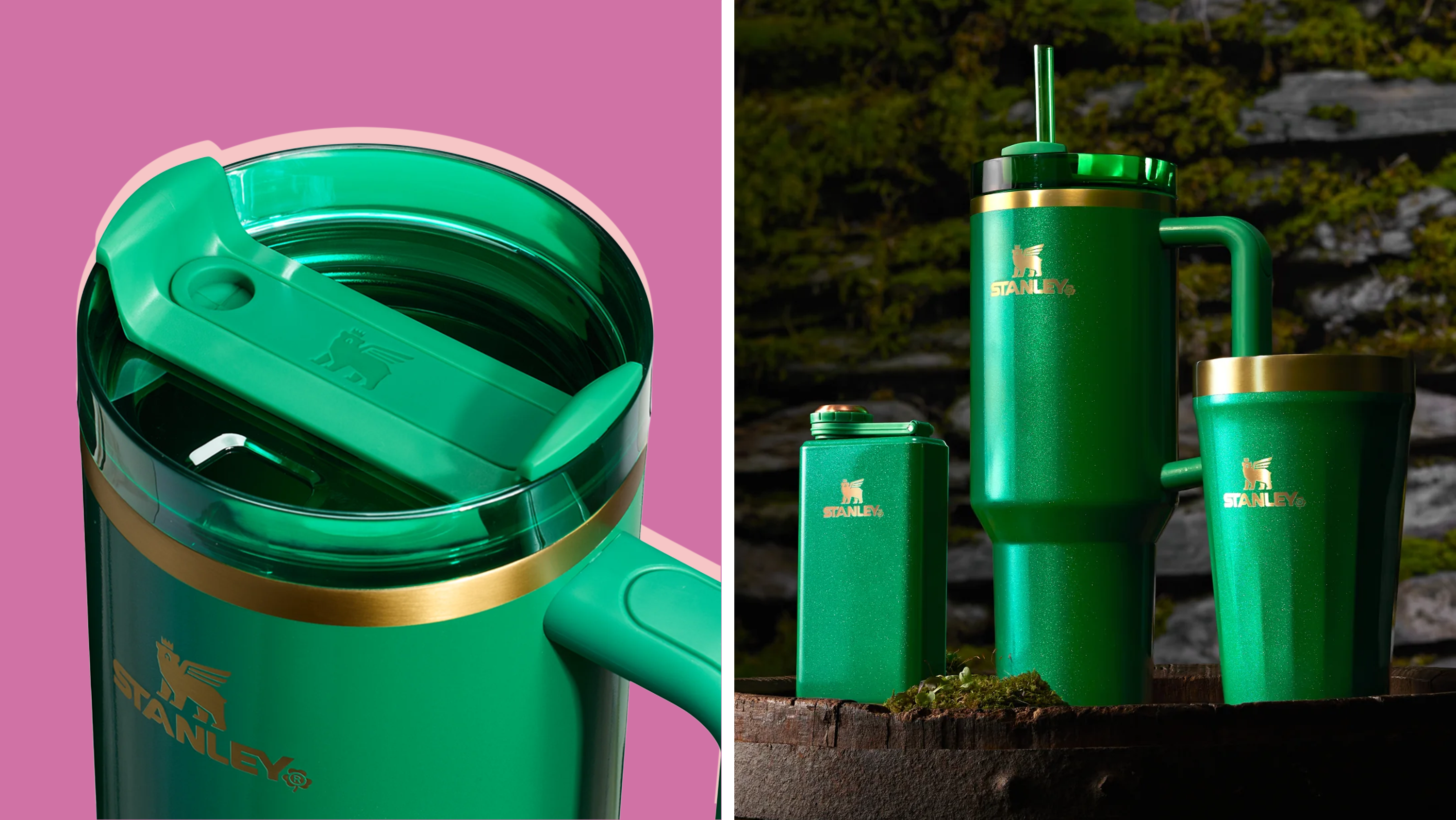 St. Patricks Day, Stanley Club, Stanley Quencher H2.0 FlowState Tumbler, Everyday Tumbler, Adventure Pre-Party Flask, Shamrock Green, Limited-Edition, Exclusive Collection