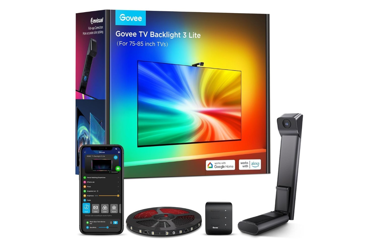 Govee TV Backlight 3, RGBICW TV Backlights, Ambient Lighting, DreamView, Voice Control, Improved Color Accuracy, Smart Features, Immersive Viewing Experience, Mid-Range Price Point, Significant Discount
