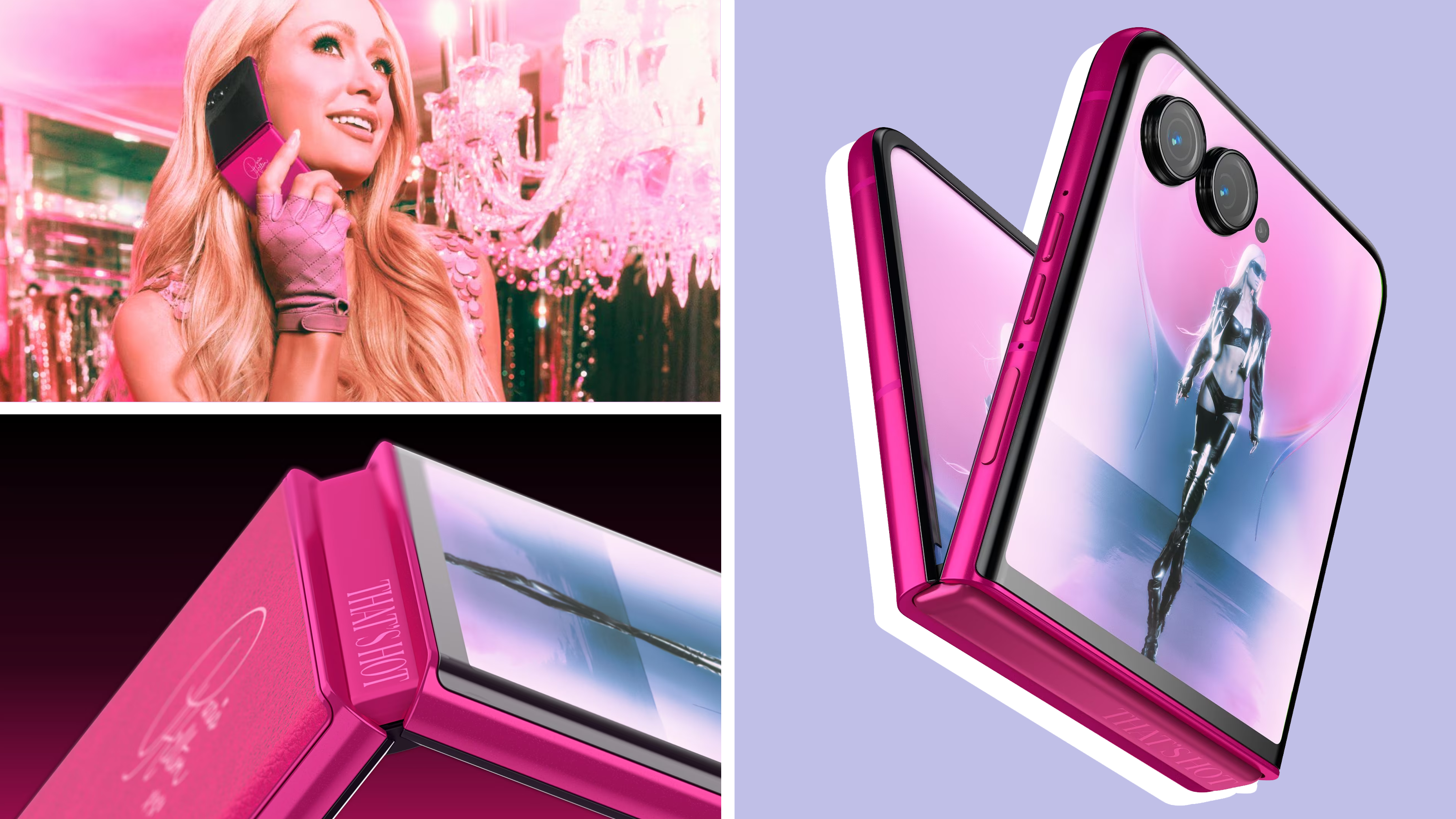 Motorola Razr+ Paris Hilton Edition, Foldable Phone, Paris Hilton Collaboration, Advanced Camera, Fashion Accessory, Paris Pink, Nostalgia, Technology, Style, Pink Vegan Leather Case, Diamond Strap, Custom Ringtones and Wallpapers, Battery Life, Trade-in Deals