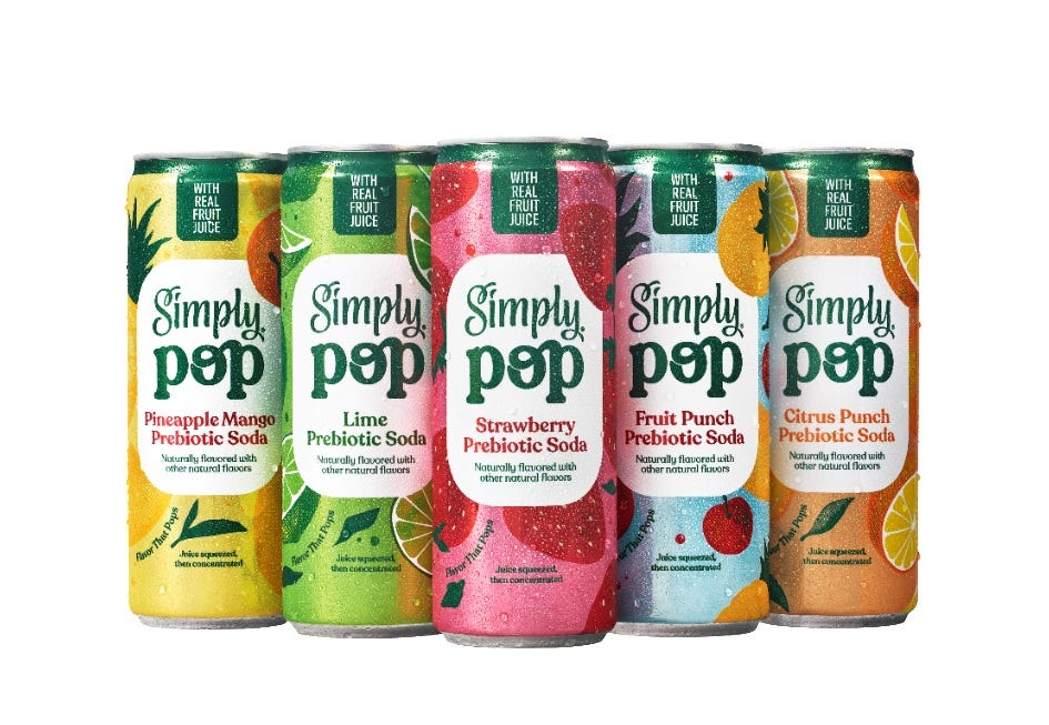 Simply Pop, Prebiotic Soda, Digestive Health Soft Drinks, Olipop, Poppi, Gut Health, Prebiotics, Probiotics, Fiber, Immune Function, Vitamin C, Zinc, Real Fruit Juice