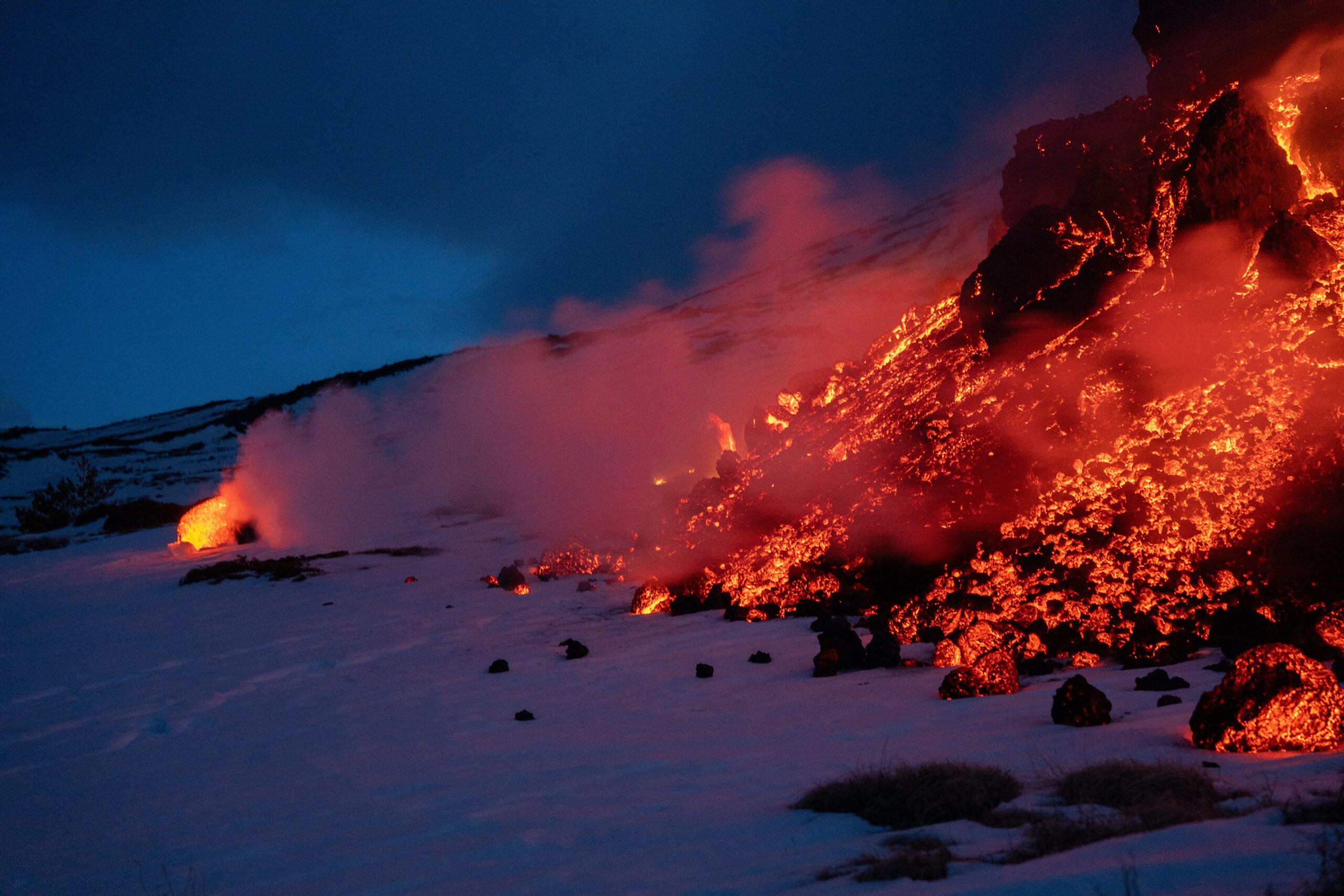 Mount Etna, Skiers, Lava, Eruption, Italy, Sicily, Volcano