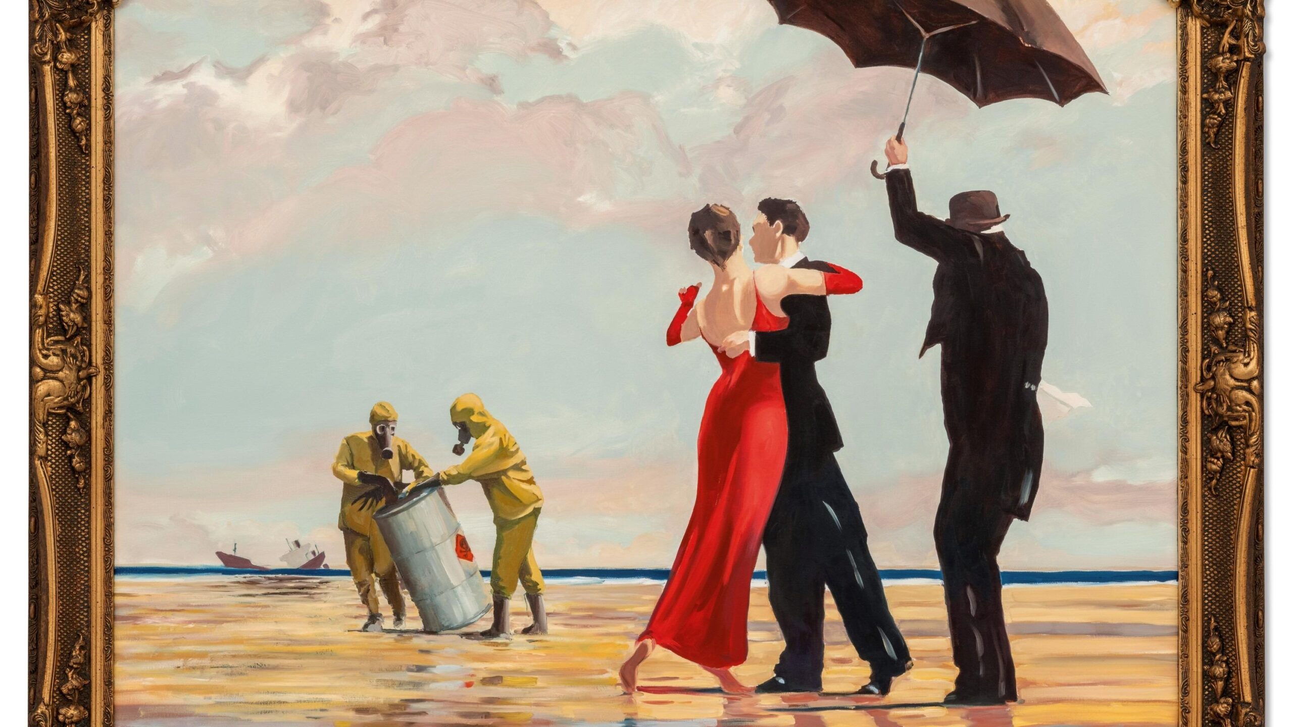 Banksy, Contemporary Art, Sotheby's, Crude Oil (Vettriano), Mark Hoppus, Blink-182, Toxic Beach, Jack Vettriano, Love is in the Bin, Charity Auction