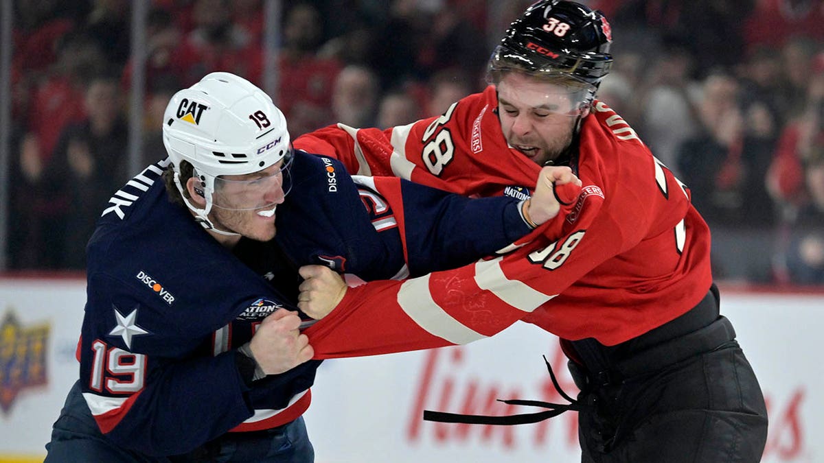 hockey, sports, fights, 4 Nations Face-Off, Canada, USA, Team Canada, Team USA, Brandon Hagel, Matthew Tkachuk, Boston, TD Garden, Connor McDavid