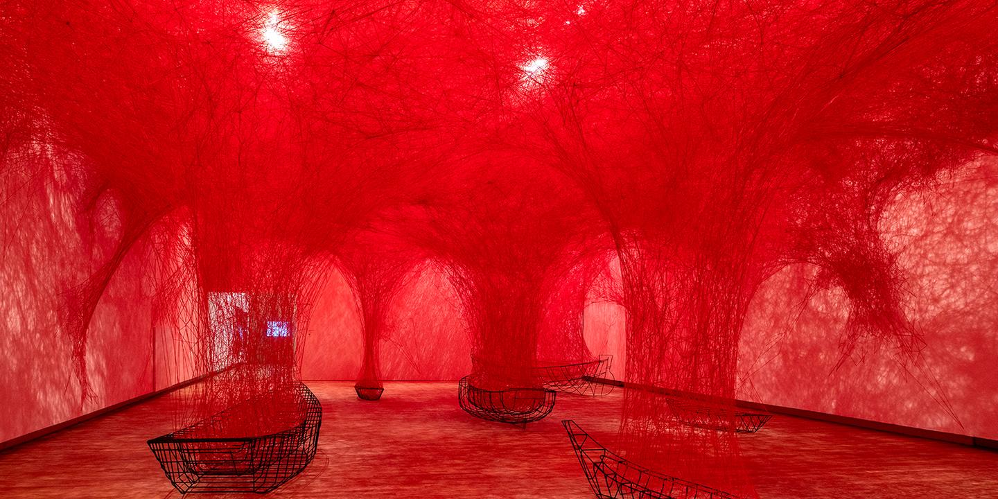 Chiharu Shiota, The Soul Trembles, Grand Palais, Paris, immersive installations, enigmatic world, psychological exploration, art as catharsis, illness, recovery