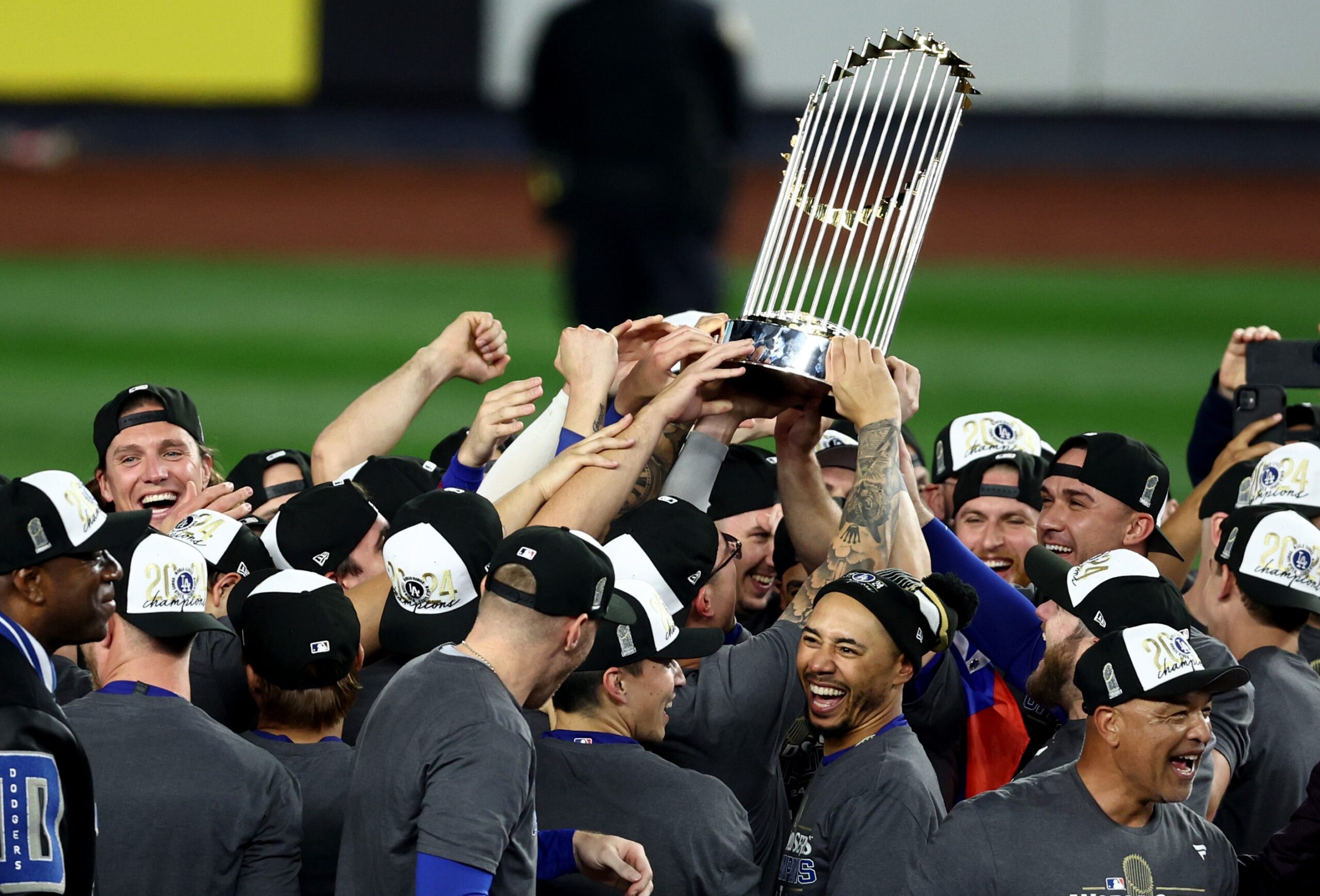 New York Yankees, Los Angeles Dodgers, MLB, Salary cap, TV revenue sharing, Competitive balance, Commissioner Rob Manfred, World Series, Attendance, TV ratings, Playoffs, Las Vegas A's, National negotiations
