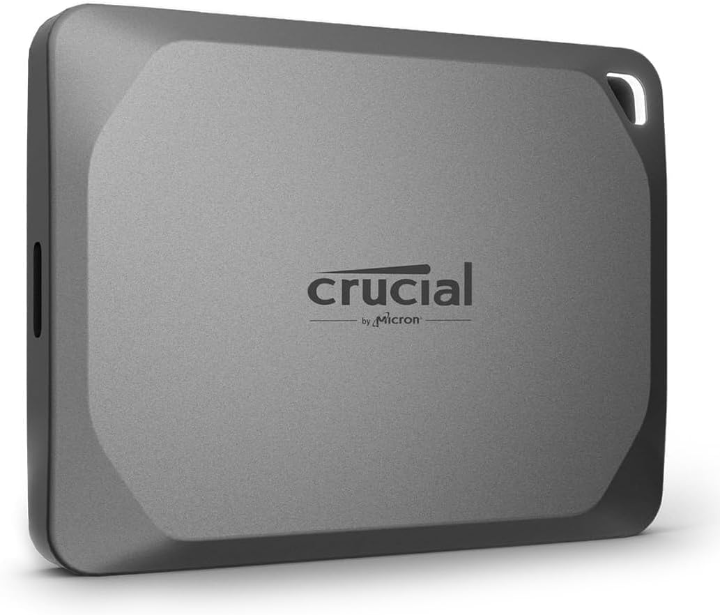 Crucial X9 Pro, SSD, portable solid-state drive, Mac, PC, Linux, game consoles, iPhones, Android devices, 1,050MB/s read/write speed, compact, durable, IP55 water- and dust-resistant
