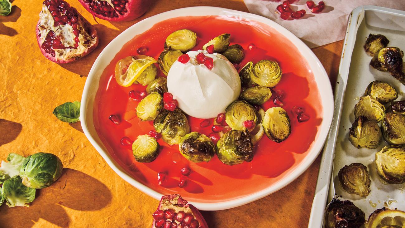 Rosenkohl, Zitrone, Burrata, Granatapfel, Ofengemüse, Transformation, Veränderung