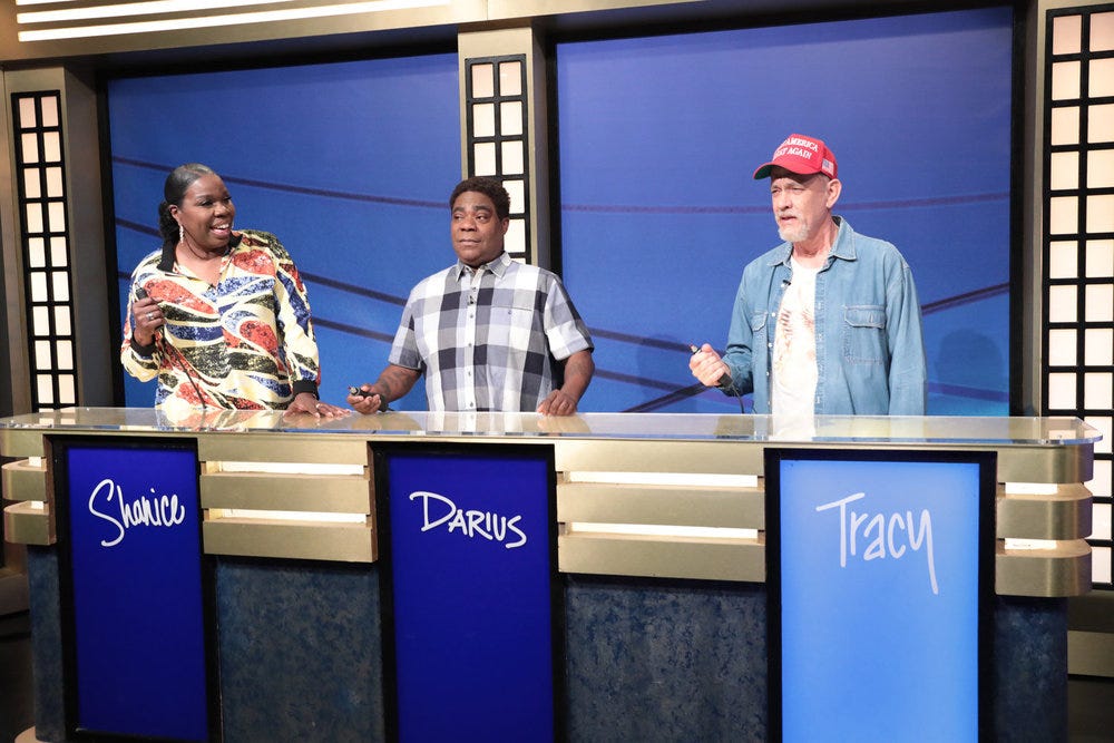 Tom Hanks, The View, Black Jeopardy, Saturday Night Live, Trump, racism, Kenan Thompson, Leslie Jones, Chris Rock, Tracy Morgan, Eddie Murphy, White Jeopardy