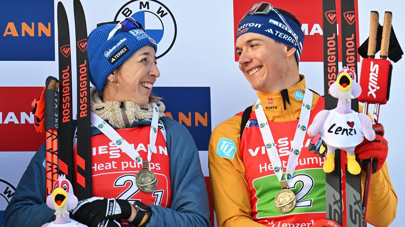 Biathlon, World Championships, Lenzerheide, Single-Mixed, Franziska Preuß, Justus Strelow, Bronze, Germany, Julia Simon, Quentin Fillon Maillet, Ranghild Femsteinevik, Johannes Thingnes Bö, Mixed Relay, Verfolgung, Sprint, Erik Lesser, Antholz 2020