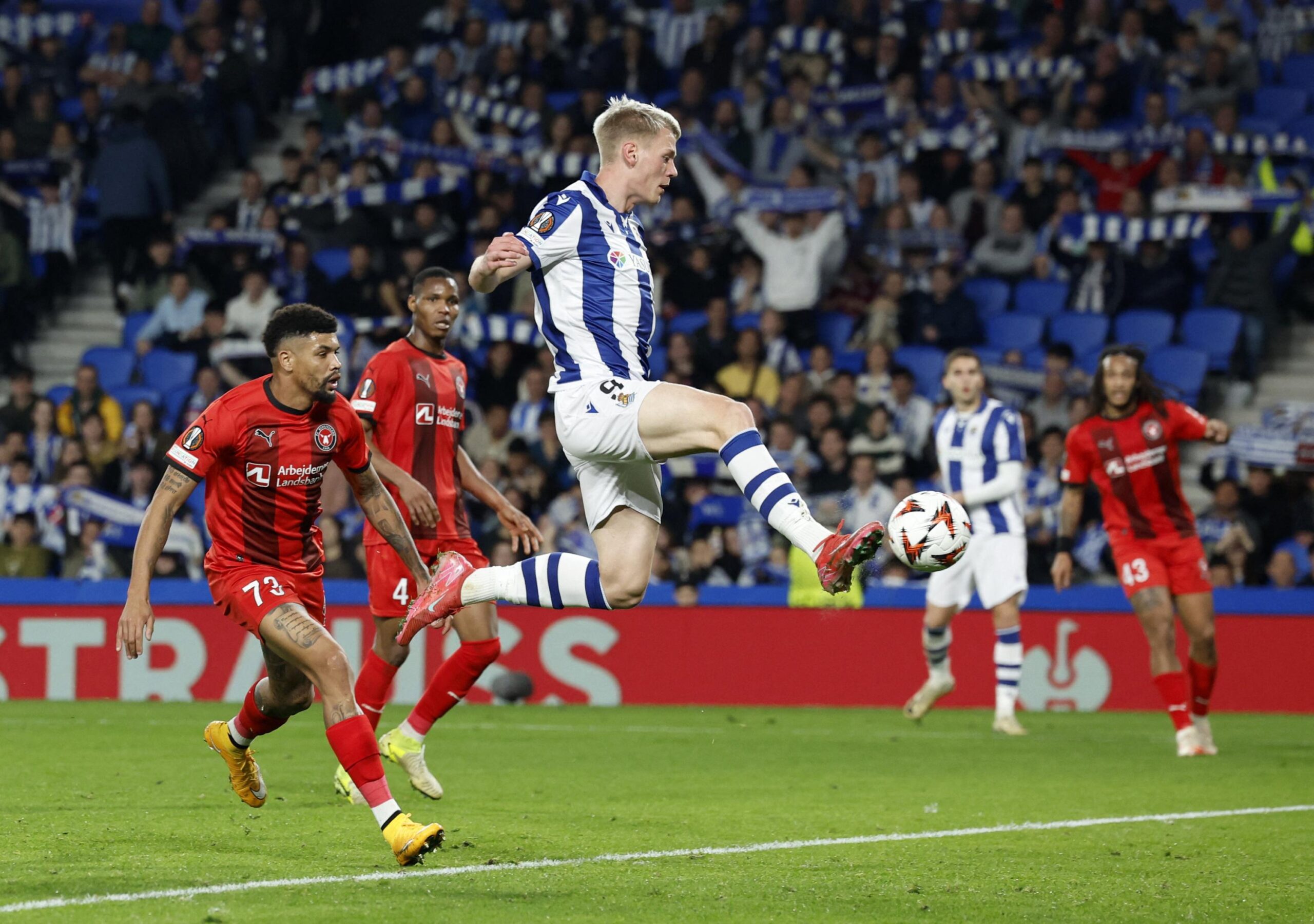 Europa League, Playoff Results, Real Sociedad, Midtjylland, Tottenham, Manchester United, Fenerbahce, Anderlecht, Viktoria Plzen, Ferencvaros, Lazio Rome, Athletic Bilbao, Ajax Amsterdam, Union Saint-Gilloise