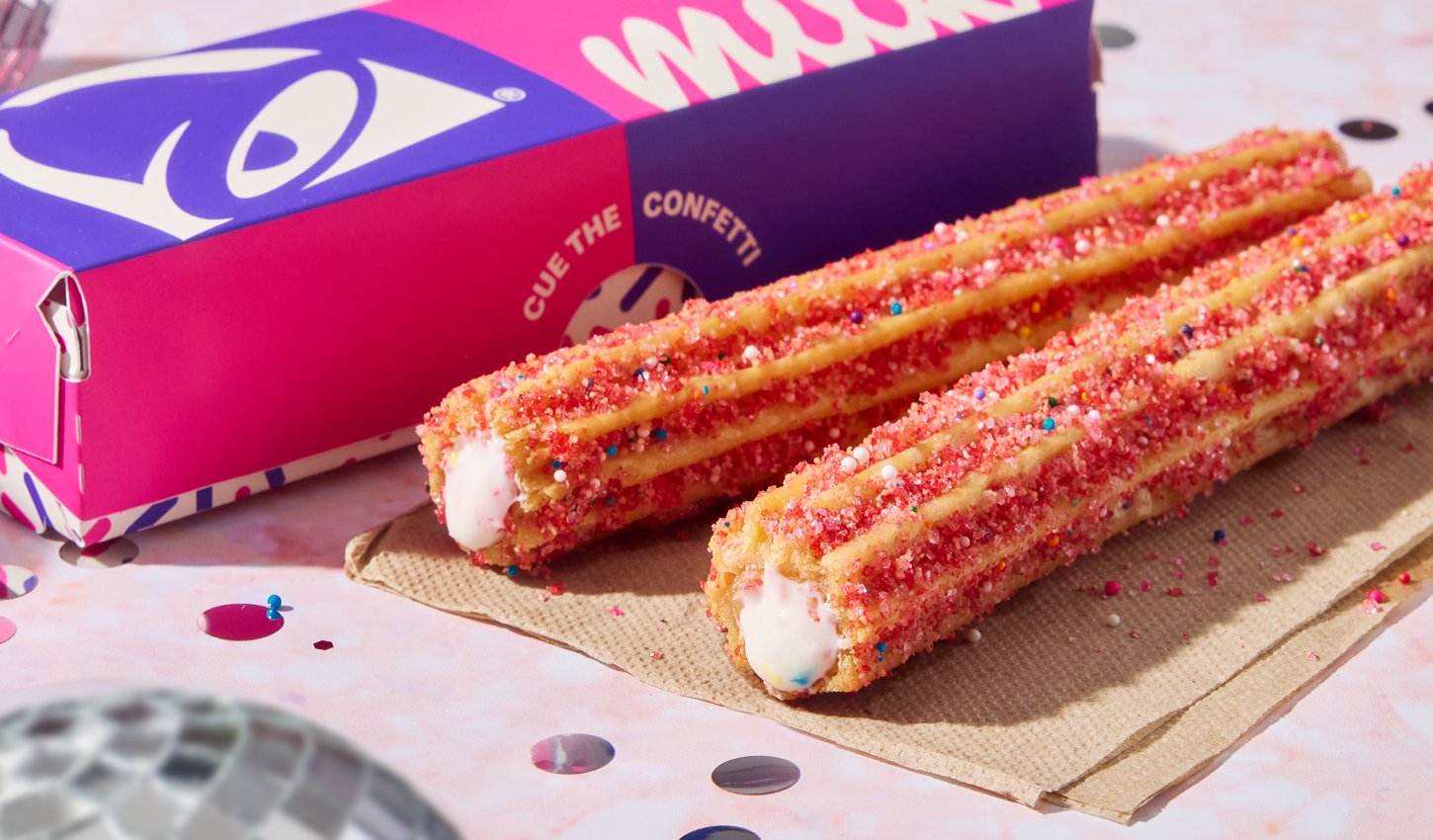Taco Bell, Milk Bar, Birthday Cake Churros, Dessert Lineup, Cinnamon Twists, Cinnabon Delights, Churro Chillers, Baja Blast Dream Freeze, Baja Blast Strawberry Dream Freeze, Limited Time Offer