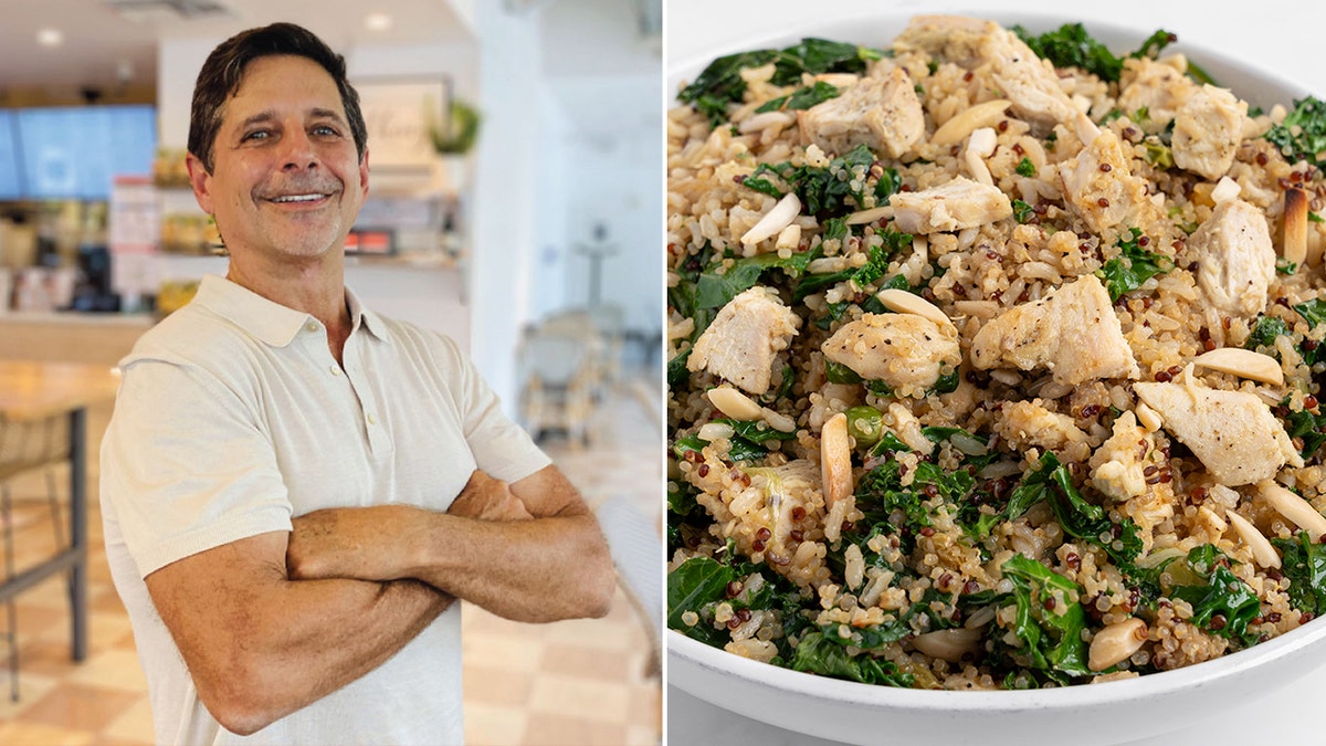 Carrot Express, Mario Laufer, Health-conscious restaurant, Cuban-born chef, Miami Beach, Marios Favorite Chicken Bowl, Citrus sauce, The Last Carrot, Coconut Grove, Pita sandwiches, Chicken salads, Tuna salads, Fresh, Healthy, Delicious, Whole foods, Trust