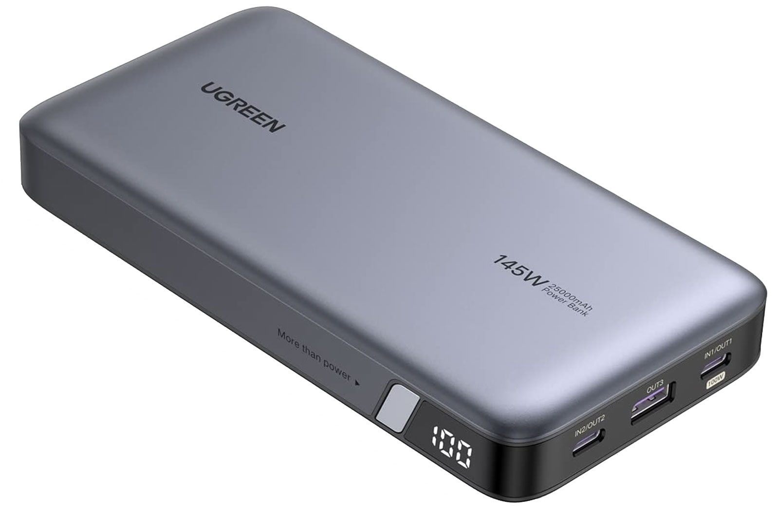 power bank, Ugreen, portable charger, 25,000mAh, 140W output, fast charging, multiple ports, Samsung Galaxy, iPhone, laptop, noise-cancelling earbuds, Gabriela Pereira