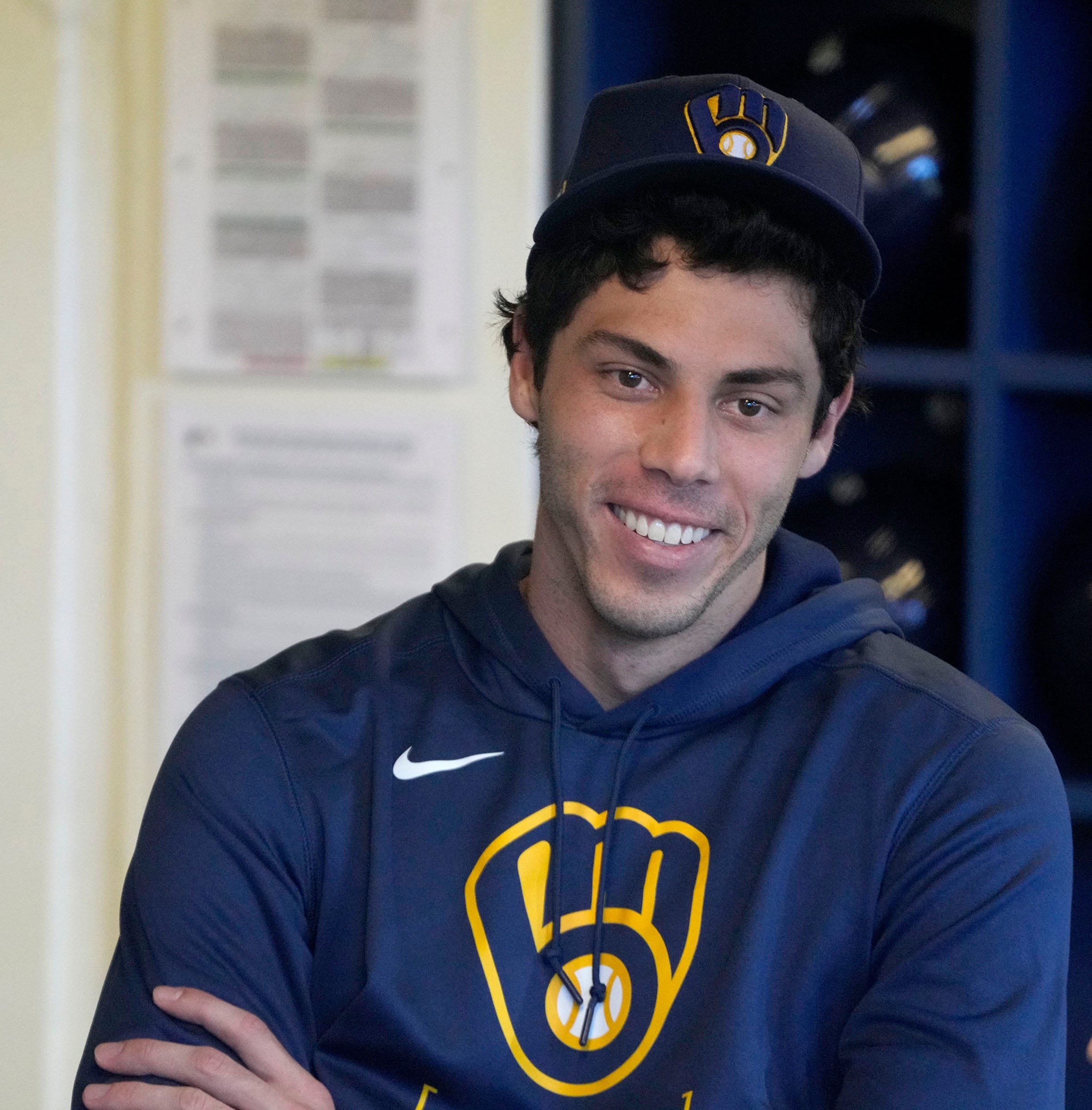 Milwaukee Brewers, Christian Yelich, Bob Uecker, broadcaster, media day, spring training, baseball, Bob Uecker tribute