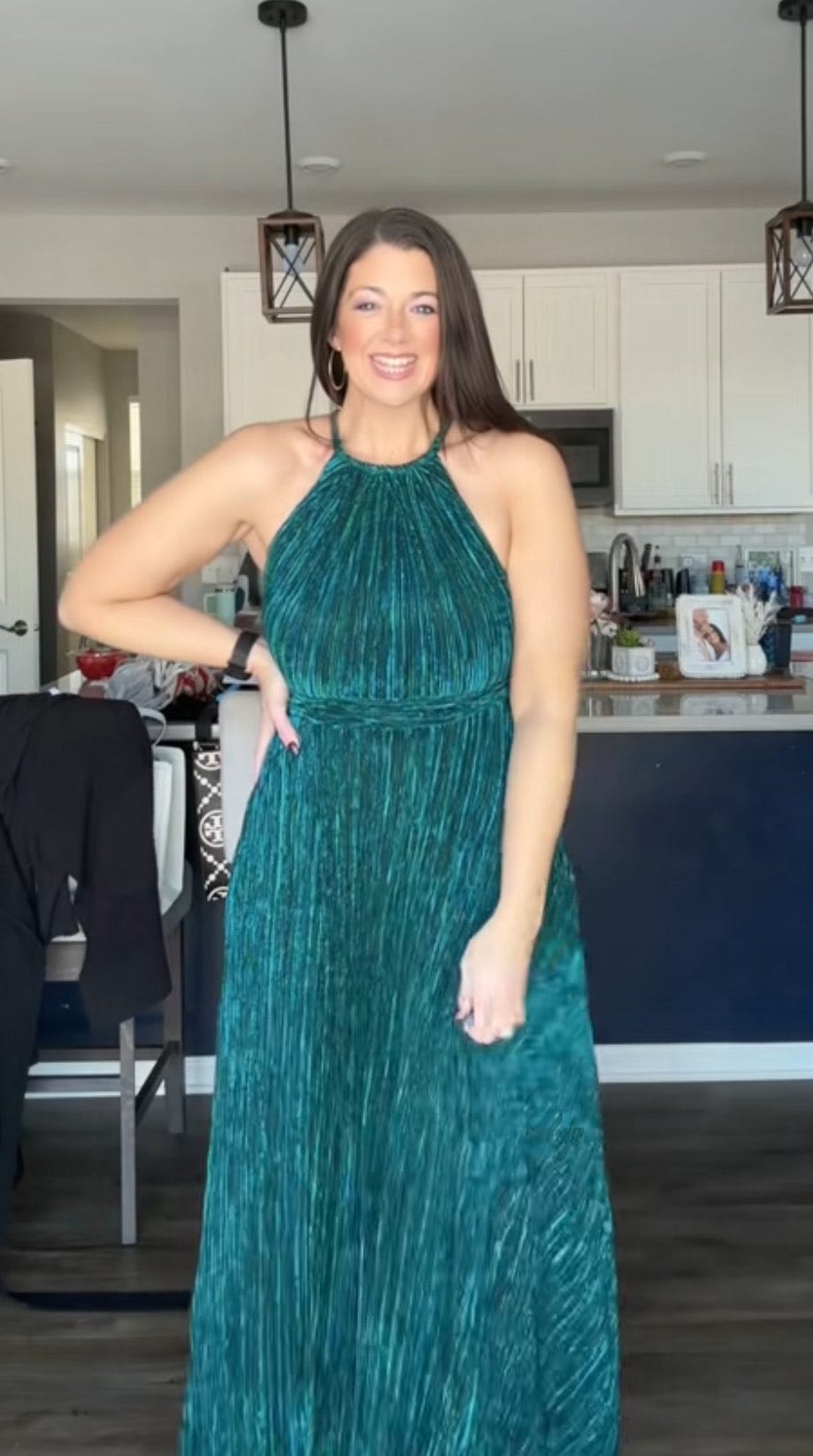 Kari Felkamp, Green Dress Girl, TikTok, Macy's, Betsy & Adam, mom guilt, dress raffle, paying it forward, weight loss surgery, body image, self-care, shopping spree, prom dresses, special occasions, women's fashion, viral video, social media, Chicago area, fashion designer.
