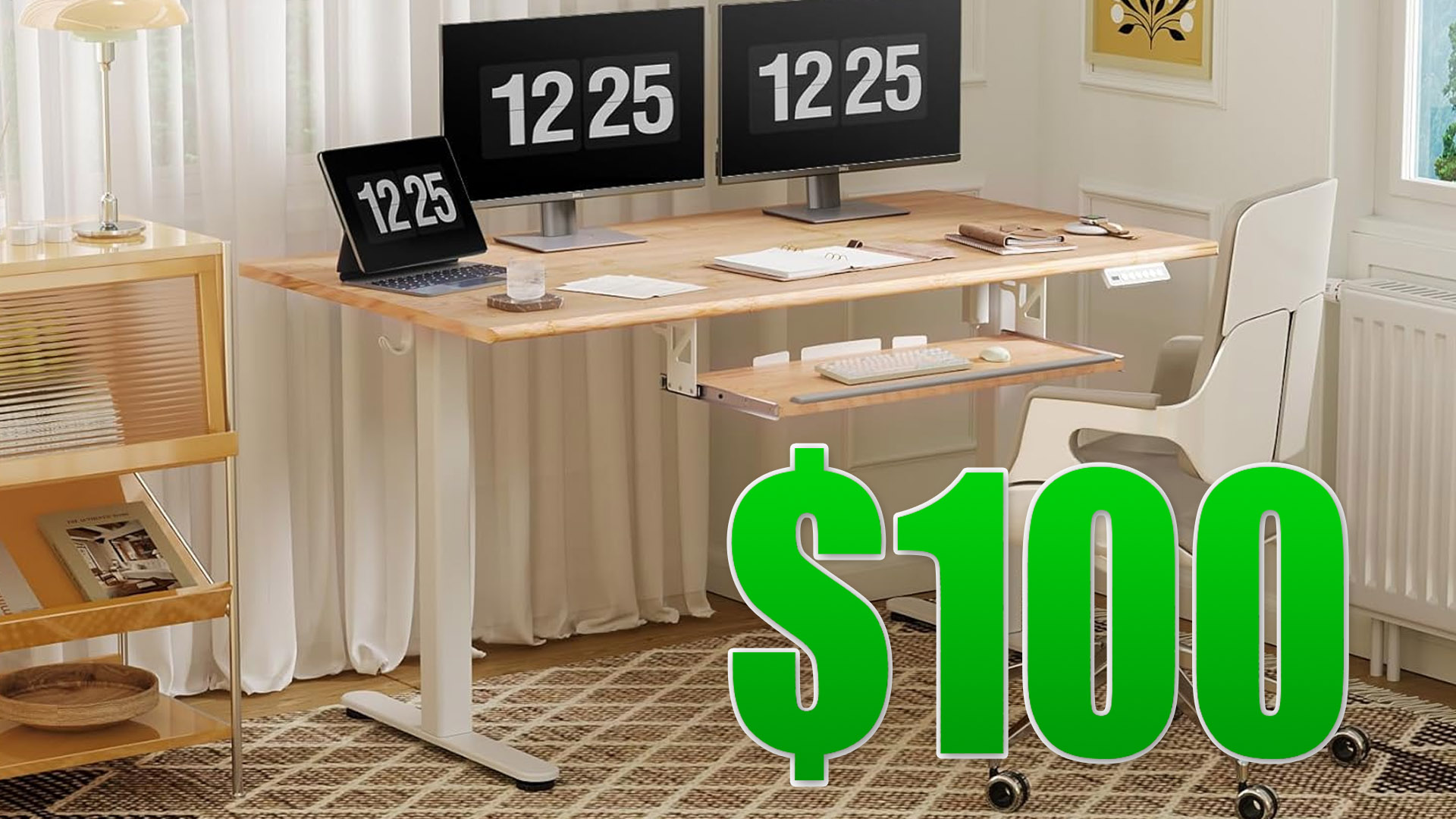 standing desk, motorized standing desk, cheap standing desk, desk review, ergonomic desk, adjustable desk, desk setup, home office, standing desk comparison, INNOVAR desk, Uplift desk, Fully Jarvis desk, desk stability, budget desk, desk wobble, bamboo desk, keyboard tray, PCWorld, Michael Crider
