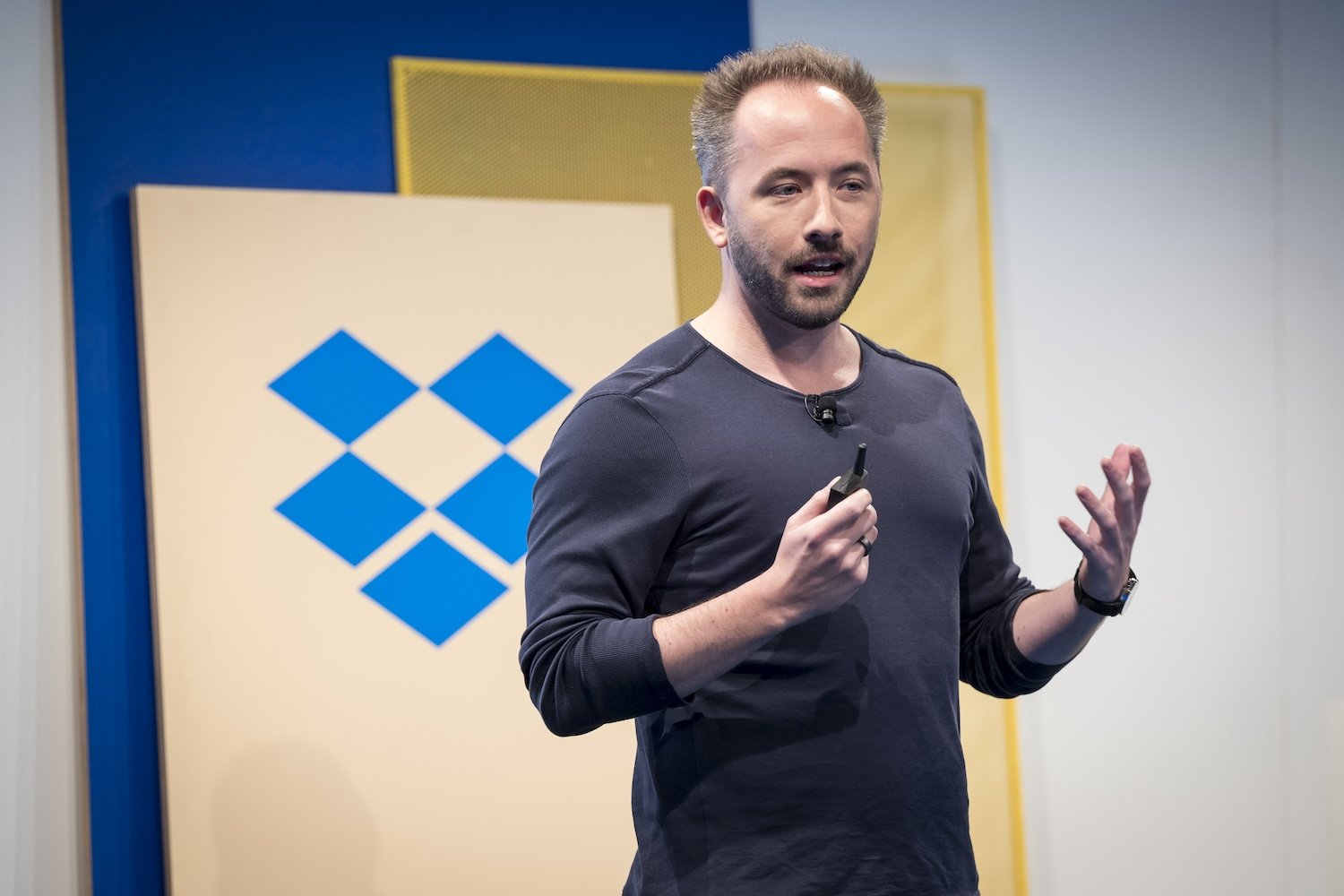 Dropbox, Drew Houston, layoffs, CEO accountability, tech industry, cloud storage, business, Dash AI, stock performance, company mismanagement, Satya Nadella, Microsoft, Mark Zuckerberg, Meta, competition, productivity software, AI, technology
