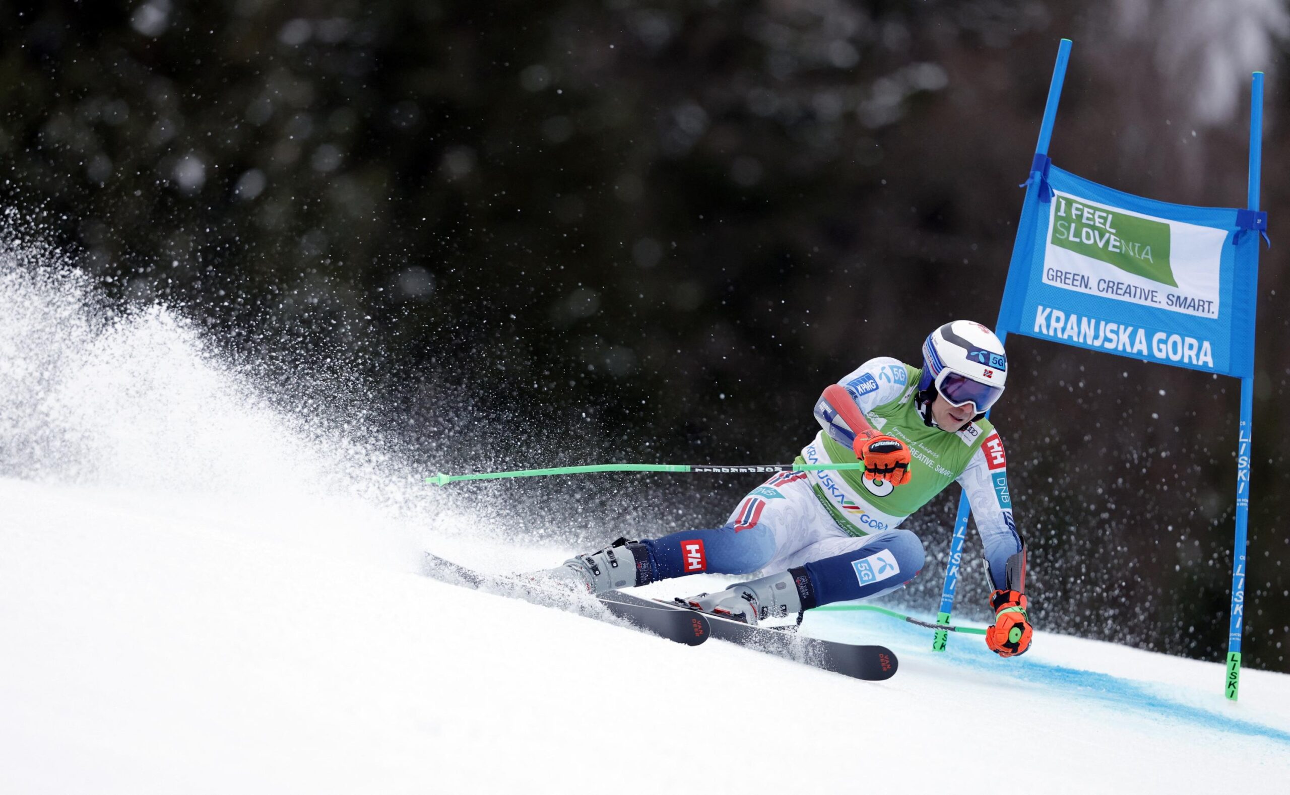 Henrik Kristoffersen, Marco Odermatt, Joan Verdu, Zan Kranjec, Alexander Steen Olsen, Lucas Pinheiro Braathen, ski race, giant slalom, Slovenia, first run, time, podium, World Cup, second run
