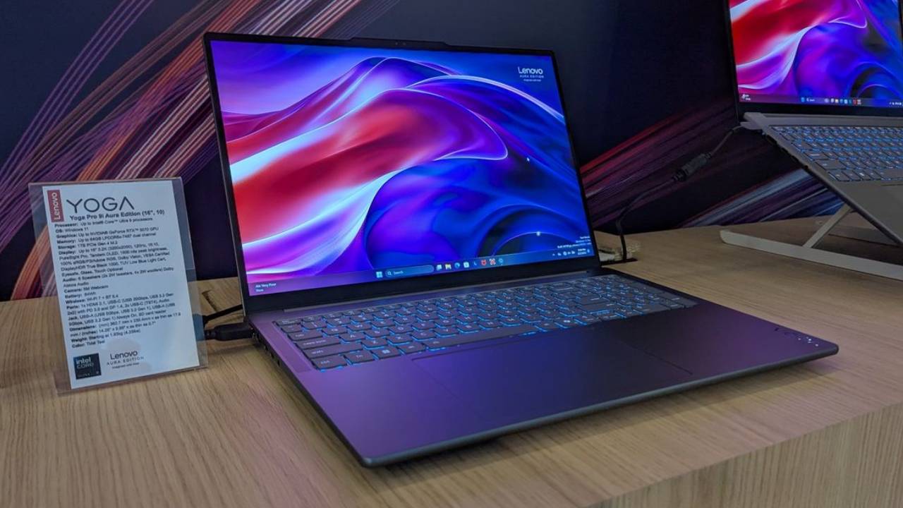 MWC 2025, Lenovo, Yoga Pro 9i Aura Edition, laptop, AI, Nvidia RTX 5070, 3.2K OLED display, Intel Core Ultra 9, LPDDR5X RAM, PCIe NVMe SSD, Wi-Fi 7, Tidal Teal, Luna Grey, release date, price, gaming, creative professionals
