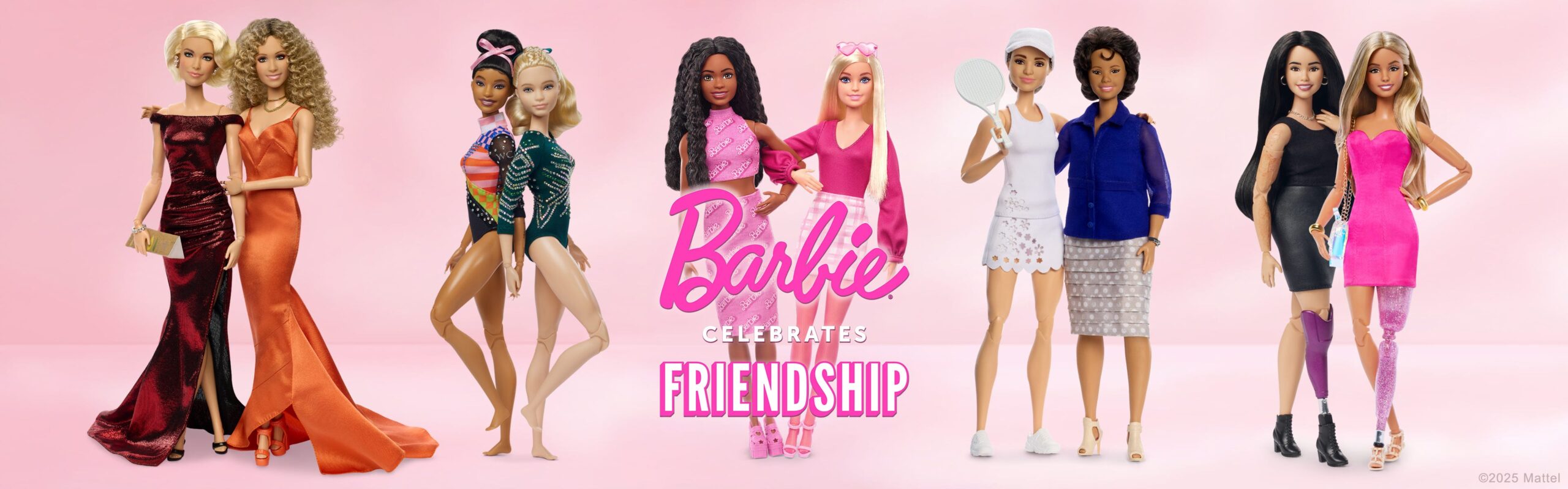 Barbie, Role Model, International Womens Day, female friendship, dolls, Jordan Chiles, Jade Carey, Hannah Waddingham, Juno Temple, Evonne Goolagong Cawley, Ashleigh Barty, Paola Antonini, Kelen Ferreira, gymnastics, tennis, acting, disability advocate, Mattel, Olympics, Ted Lasso, Australian Open, Brazil, amputation, prosthetics
