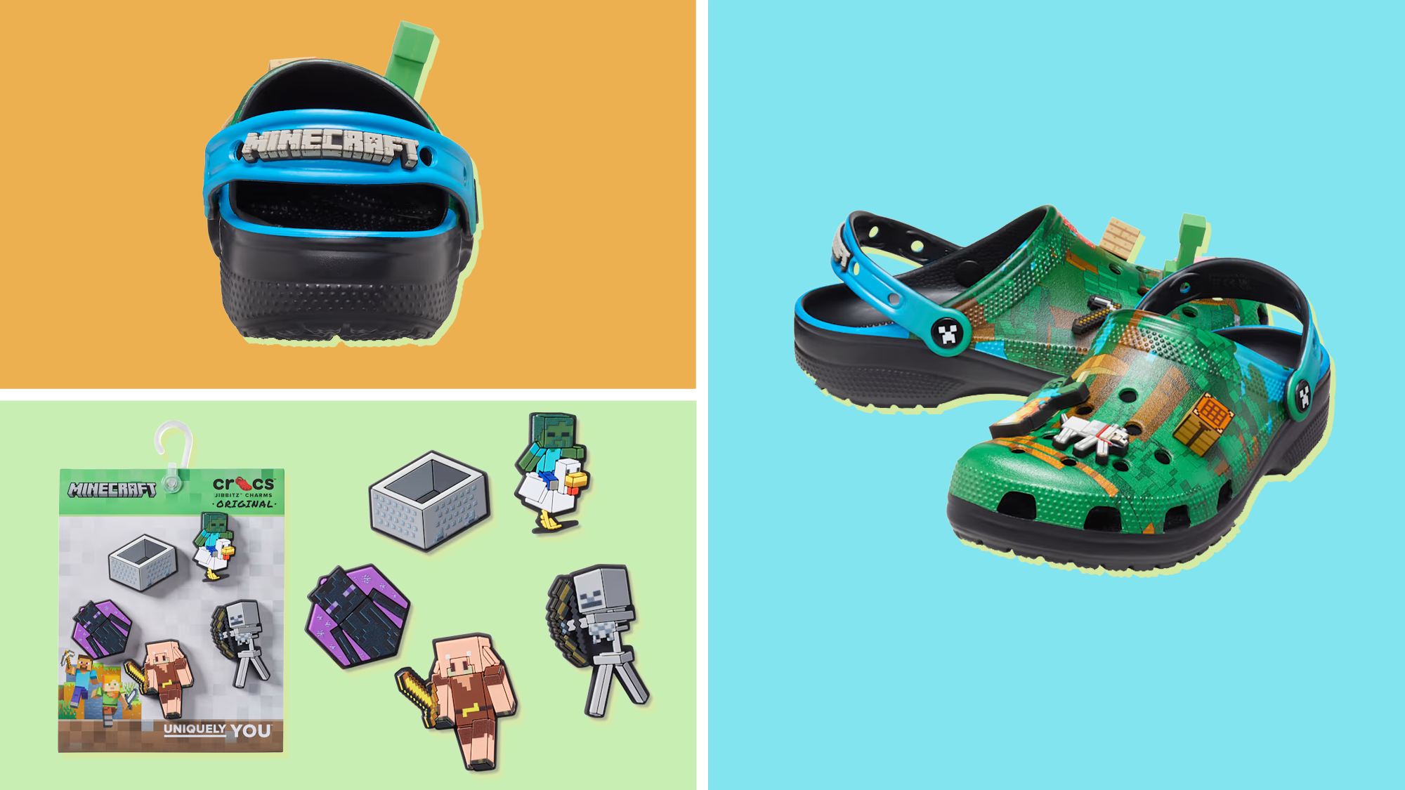 Minecraft Crocs, Crocs collaboration, Minecraft shoes, Crocs Jibbitz, Minecraft Jibbitz, Crocs sale, Crocs Club, comfortable shoes, unisex shoes, kids shoes, adult shoes, Crocs slippers, discount, free shipping, online shopping, March 4, new release, pixel-perfect, gaming merchandise, apparel

