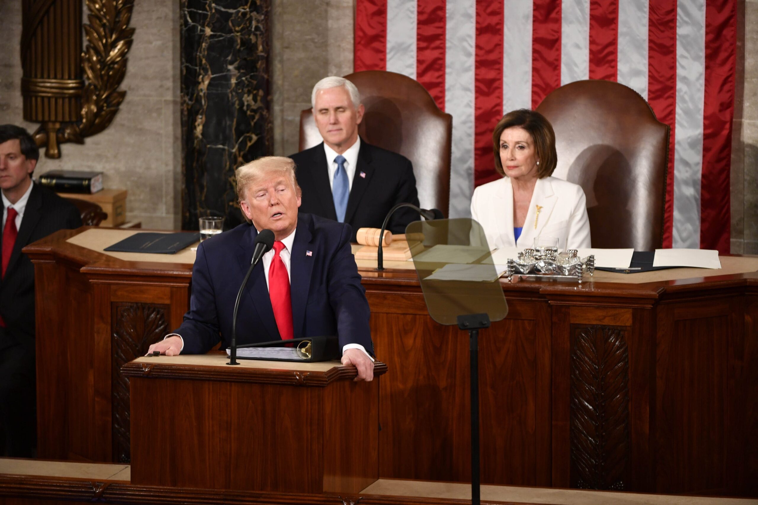 Donald Trump, address to Congress, State of the Union, Mike Johnson, America First, legislative agenda, national security, economic policy, executive actions, federal workforce cuts, Elon Musk, Department of Government Efficiency, tariffs, Canada, Mexico, China, JD Vance, Melania Trump, Antonin Scalia, Elissa Slotkin, Chuck Schumer, Adriano Espaillat, Lateefah Simon, Democratic response, Republican president
