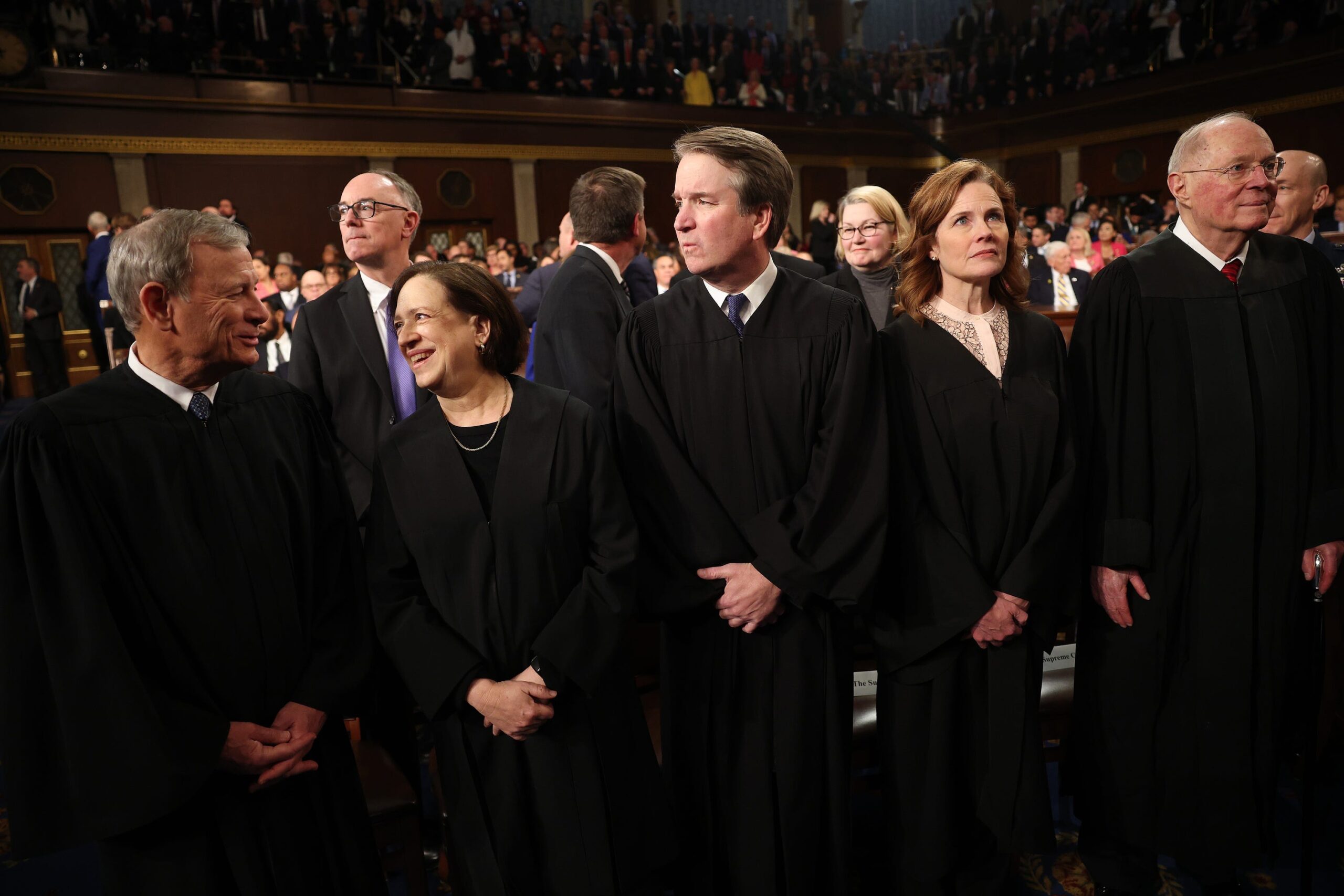 Supreme Court, Donald Trump, joint Congressional address, John Roberts, Elena Kagan, Brett Kavanaugh, Amy Coney Barrett, Ketanji Brown Jackson, Clarence Thomas, Samuel A. Alito Jr., Sonia Sotomayor, Neil Gorsuch, Anthony Kennedy, Ronald Reagan, executive authority, legal challenges, American Presidency Project, State of the Union, Address Before a Joint Session of the Congress on the Program for Economic Recovery, Administration Goal speeches, presidential address
