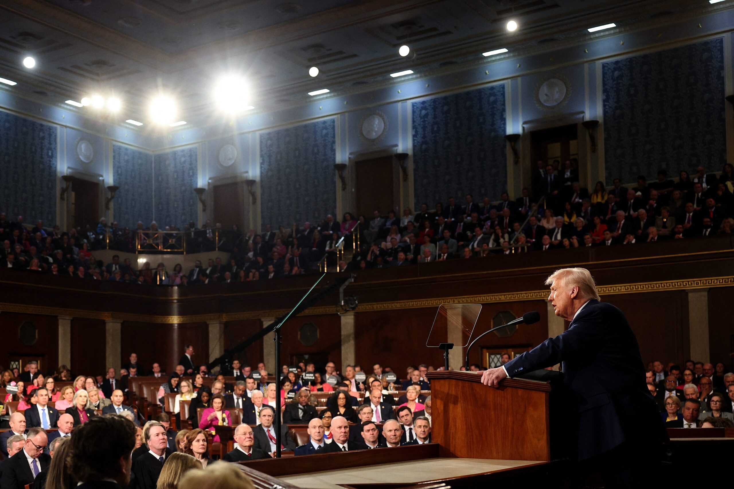 Donald Trump, America First, joint session of Congress, Volodymyr Zelenskyy, Russia, Ukraine, trade war, China, Mexico, Canada, tariffs, Democrats, Joe Biden, State of the Union, inflation, egg prices, Elon Musk, Department of Government Efficiency, DOGE, Rep. Al Green, Mike Johnson, January 6, Sydney Kamlager-Dove, military aid, Vladimir Putin
