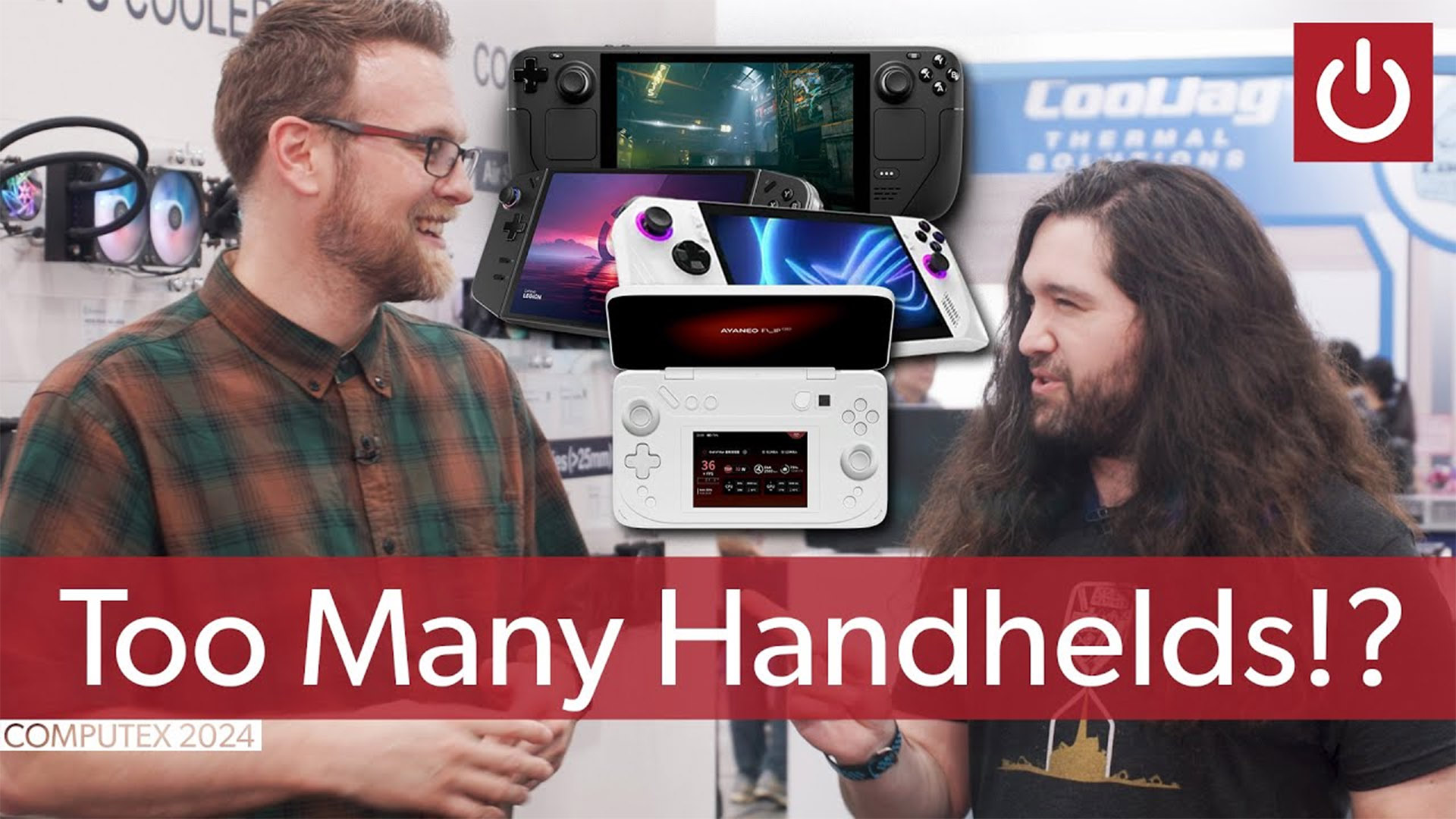 PC gaming handheld, Steam Deck, ROG Ally X, MSI Claw, Nintendo Switch, handheld gaming, portable gaming, Computex, GamersNexus, Steve Burke, Adam Patrick Murray, Valve, Asus, Intel, Qualcomm, Snapdragon, Lunar Lake, Meteor Lake, gaming devices, gaming, PCWorld, Michael Crider
