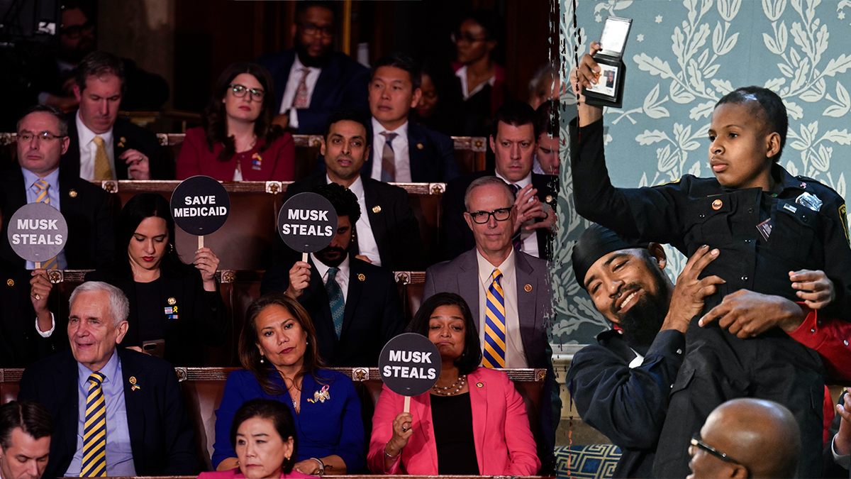 DJ Daniel, Donald Trump, Secret Service, Brain Cancer, Democrats, Republicans, Congress, Joint Address, Political Divide, Standing Ovation, Eric Schmitt, Debbie Dingell, Peter Welch, Marc Veasey, John Fetterman, Katie Britt, Josh Hawley, Mike Lawler, Bernie Moreno, Brandon Gill, Jim Justice, Al Green, Rashida Tlaib, Tommy Tuberville, Roger Marshall, Mike Lee, Theodis Daniel, Sean Curran, Honorary Agent, Political Outrage, Congressional Decorum, Bipartisan Issue, Protest, Heckling, Fox News, News, Politics, American Politics
