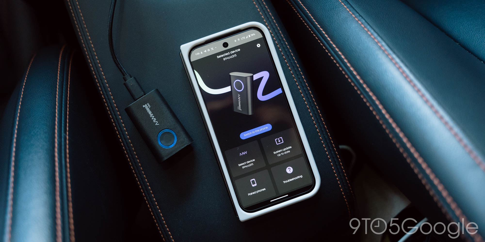 AAWireless TWO, wireless Android Auto adapter, Amazon, in stock, USB-C, Multifunctional button, companion app, firmware updates, Motorola MA1, AAWireless TWO+
