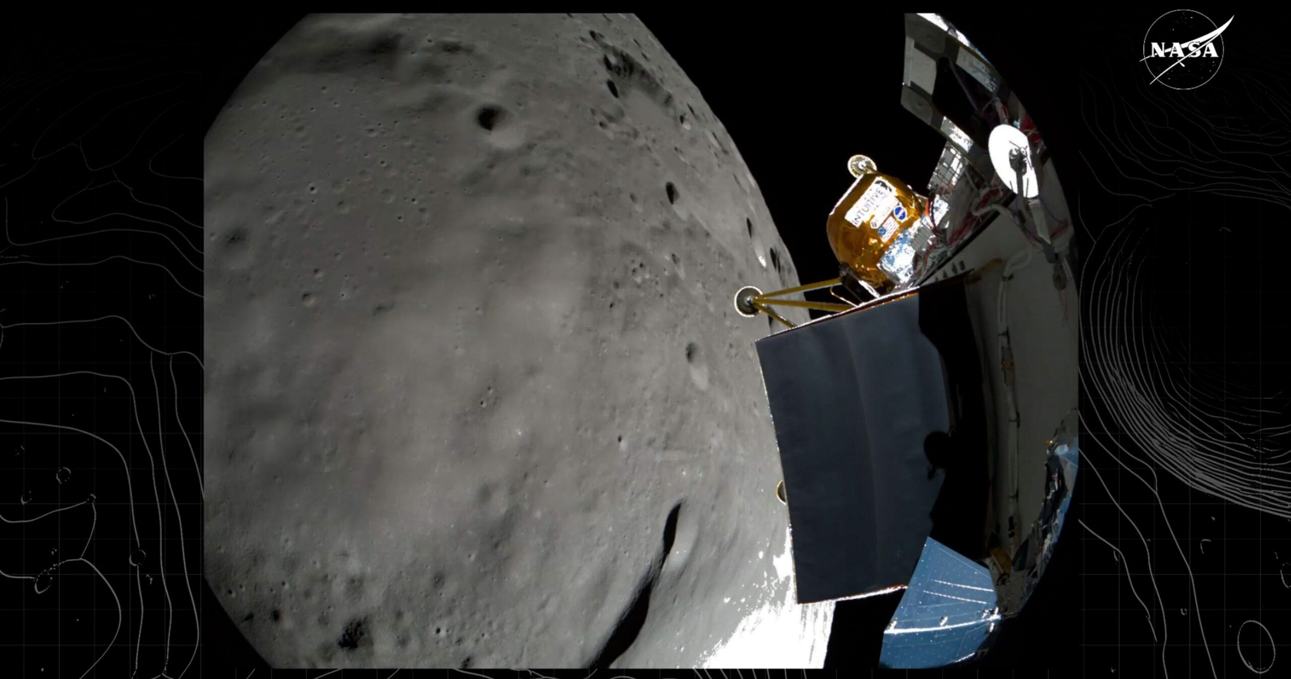 Lunar lander, Athena, Intuitive Machines, IM-2 mission, NASA, CLPS, Commercial Lunar Payload Services, Moon, South Pole, Water ice, Space exploration, Mons Mouton, PRIME-1 drill, Lunar reconnaissance orbiter, Odysseus, Spacecraft, Moon landing, Lunar mission.

