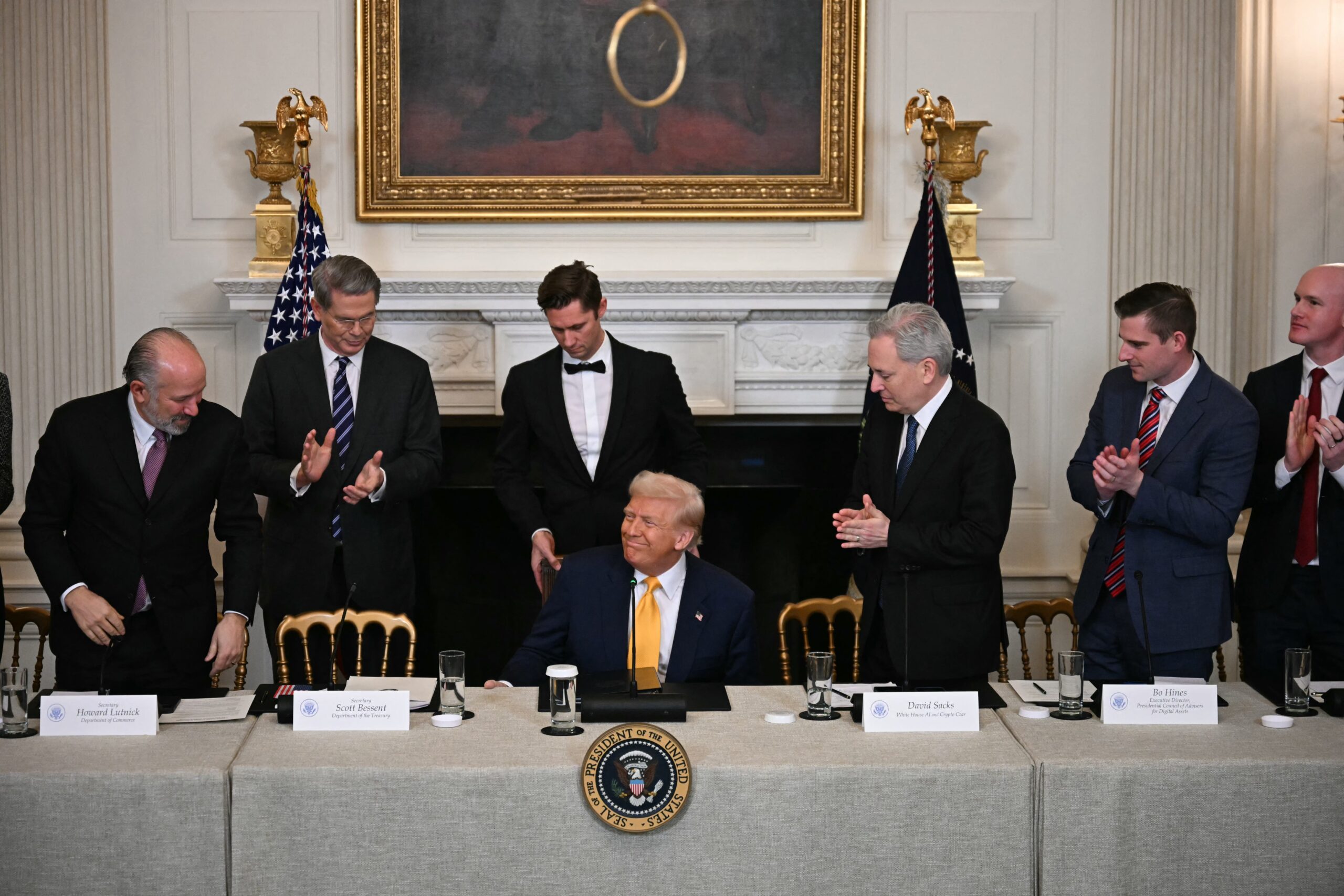 Donald Trump, cryptocurrency, crypto, White House, digital assets, regulation, Strategic Bitcoin Reserve, Digital Asset Stockpile, David Sacks, Scott Bessent, SEC, Coinbase, World Liberty Financial, FTX, Sam Bankman-Fried, digital asset strategy, crypto industry leaders, crypto summit, crypto regulation, Trump crypto investment, federal stockpiles