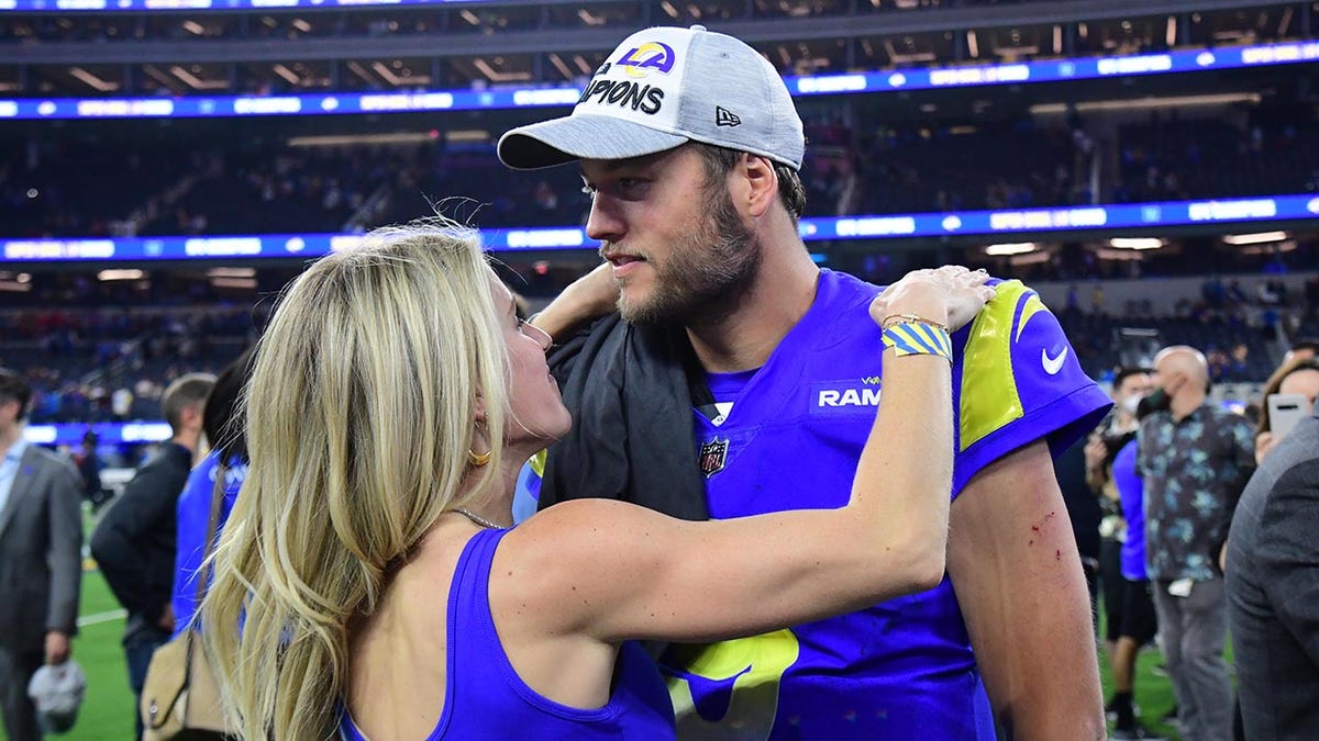 Matthew Stafford, Kelly Stafford, Los Angeles Rams, NFL, contract, restructured contract, trade rumors, Sean McVay, The Morning After podcast, football, quarterback, New York Giants, salary, speculation, uncertainty, sports news
