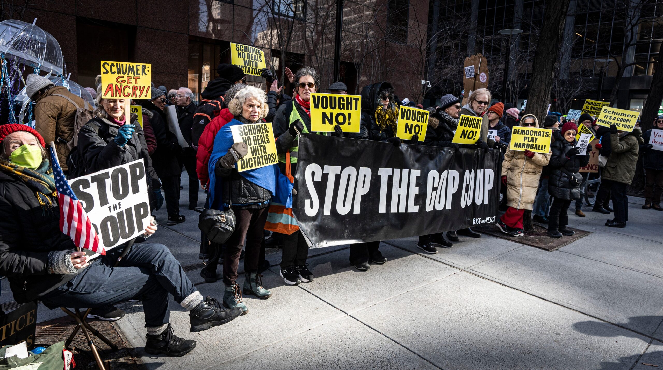 Progressive activists, congressional Democrats, Donald Trump, Mitch McConnell, obstructionism, Chuck Schumer, Hakeem Jeffries, primary challenge, Indivisible, Democratic Socialists of America, stalling tactics, government shutdown, Barack Obama, mid-term elections, House of Representatives, Republican Party, Mike Johnson, Senate procedure, unanimous consent, quorum calls, Russell Vought, Cabinet nominees, continuing resolution, USAID, executive authority, midterm elections.
