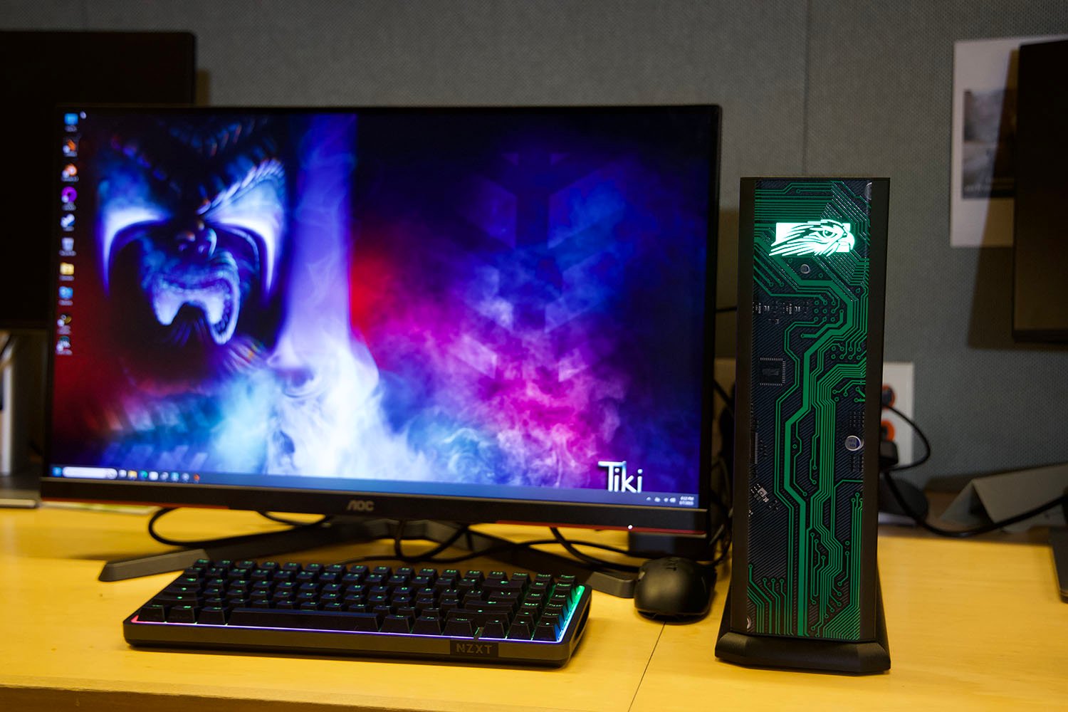 Gaming desktop, compact gaming PC, small form factor PC, SFF PC, Falcon Northwest Tiki, Intel Core Ultra 9, Nvidia RTX 5080, gaming PC review, high-end gaming PC, pre-built gaming PC, custom gaming PC, gaming PC benchmarks, PC gaming, Cyberpunk 2077, Black Myth Wukong, Hitman 3, PCMark 10, Geekbench 6, Cinebench 2024, video transcoding, gaming PC performance, RGB gaming PC, UV printed PC, premium gaming PC, expensive gaming PC, Tommy Hearns, gaming on a budget
