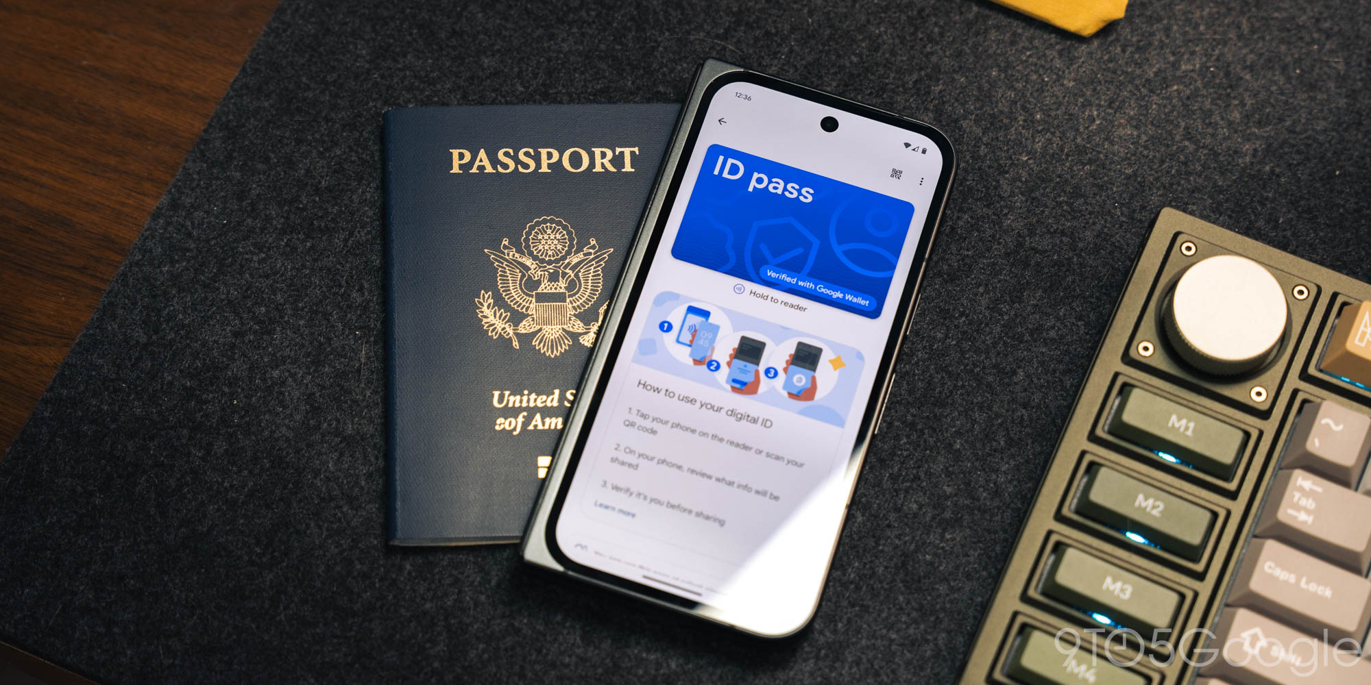 Google Wallet, ID pass, digital passport, US passport, Android, TSA, security checkpoints, Real ID, digital ID, travel, identification, passport scanning, NFC, facial recognition, mobile wallet, Google Pay
