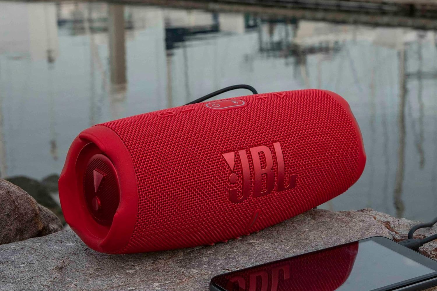JBL Charge 5, portable Bluetooth speaker, waterproof speaker, dustproof speaker, outdoor speaker, speaker sale, Amazon sale, Bluetooth speaker deal, PartyBoost, long battery life, power bank, wireless speaker, rugged speaker, discounted speaker, speaker review
