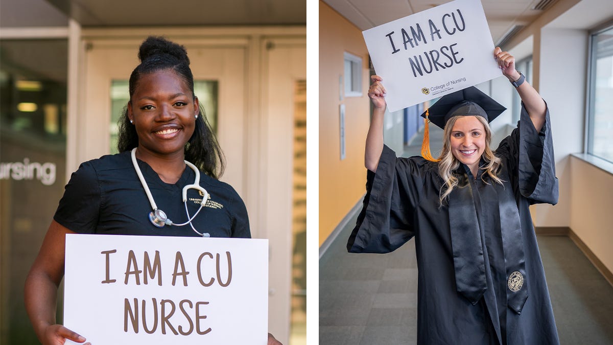 CU Nursing, University of Colorado Anschutz, nursing program, nursing school, traditional path, B.S. in Nursing, nursing degree, pediatric intensive care, Children's Hospital Colorado, ROTC, nursing licensing exam, NCLEX, Taylor Neuhalfen, Chidozirim Stanudeze, nursing students, healthcare, clinical rotations, patient simulators, Colorado nursing, Aurora, CO
