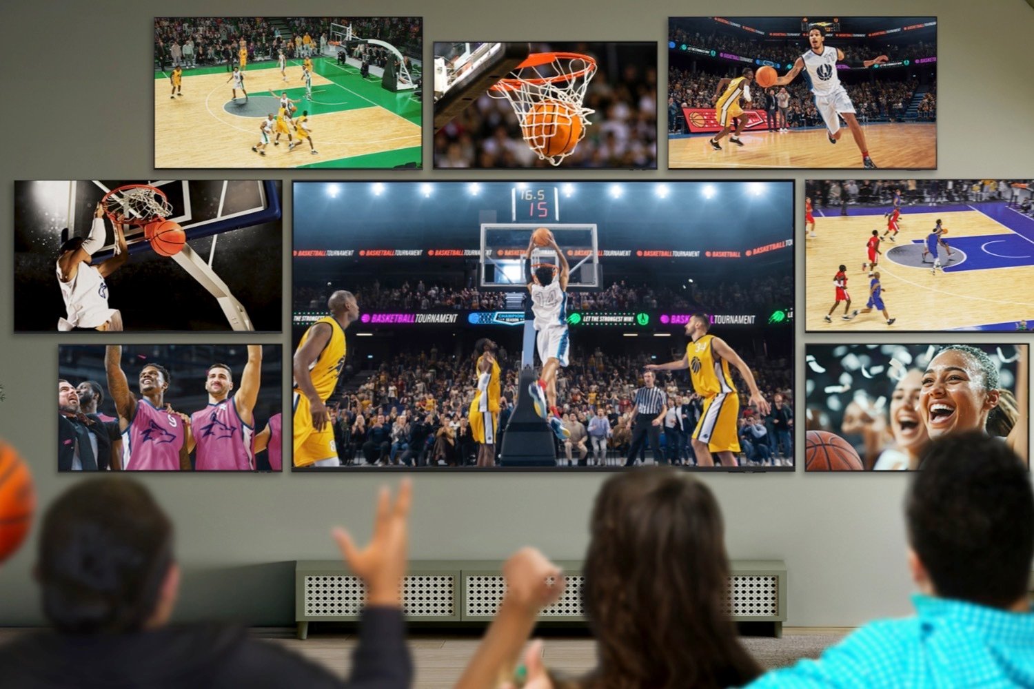 Samsung TVs, Buzzer Beater Bundle, multi-screen setup, home theater, sports fanatics, gaming, 4K TV, 8K TV, QLED TV, Neo QLED TV, Crystal UHD TV, TV deals, March Madness, home entertainment, TV installation, jumbotron, multi-view, split-screen, Lydia Cho, Samsung product release, TV discount
