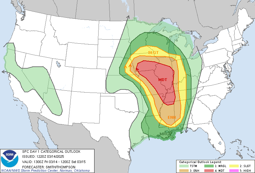 March storm, severe weather, tornadoes, damaging winds, large hail, flash flooding, Mississippi Valley, Ohio Valley, Tennessee Valley, Memphis, St. Louis, Des Moines, Iowa, nighttime tornadoes, storm shelter, emergency supplies, snowstorm, blizzard conditions, winter storm kit, high wind warnings, Dallas, Oklahoma City, Tulsa, Amarillo, fire weather, western Texas, southern Kansas
