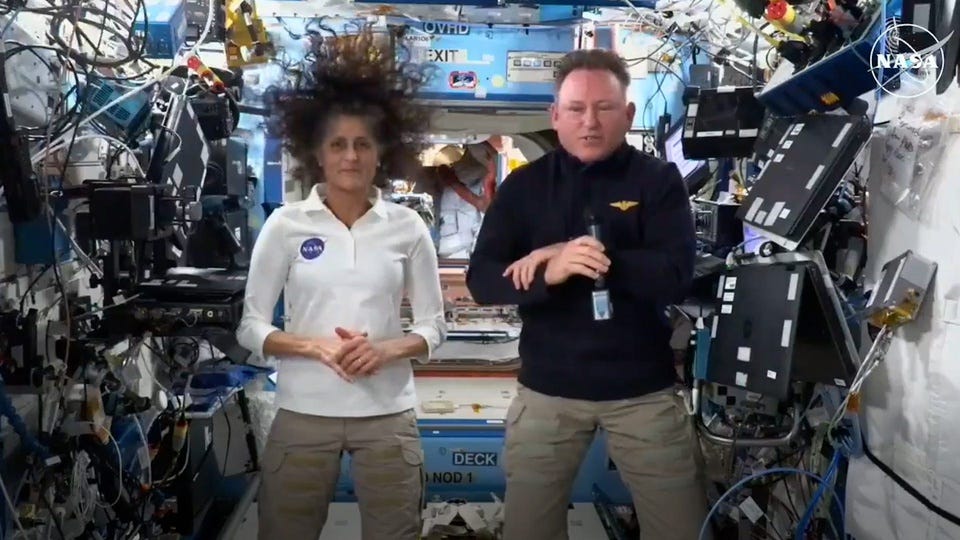 Boeing Starliner, NASA, ISS, International Space Station, astronauts, Butch Wilmore, Suni Williams, SpaceX Dragon, Crew-10, Crew-9, Nick Hague, Aleksandr Gorbunov, spaceflight, space travel, long-duration spaceflight, microgravity, space station supplies, astronaut health, spacewalk, cosmonauts, helium leaks, propulsion system issues
