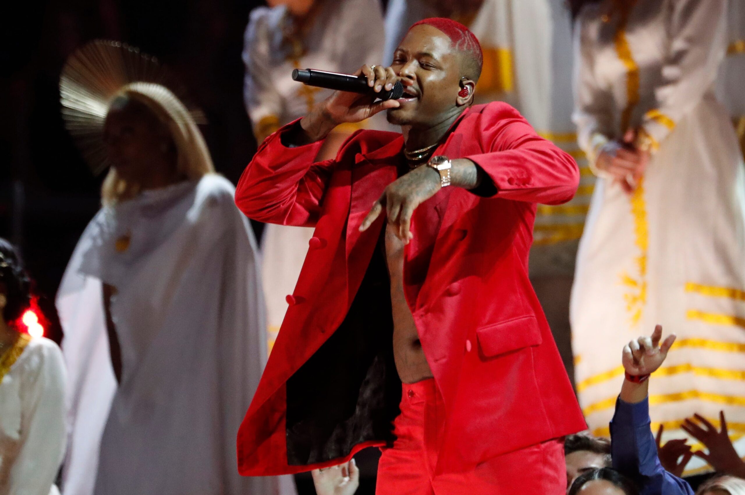 YG, Donald Trump, Rolling Loud, FDT, Nipsey Hussle, political statement, presidential impersonator, Los Angeles, immigration, dissent, A$AP Rocky, Playboi Carti, music festival, rap, hip-hop, entertainment, news
