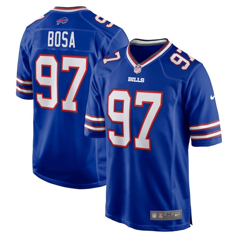 Joey Bosa, Buffalo Bills, NFL Free Agency, 2025, Josh Allen, Defensive End, Jersey, Gear, Merchandise, Bills Mafia, Pro Bowl, Fan Apparel, Shop, Buy, Online
