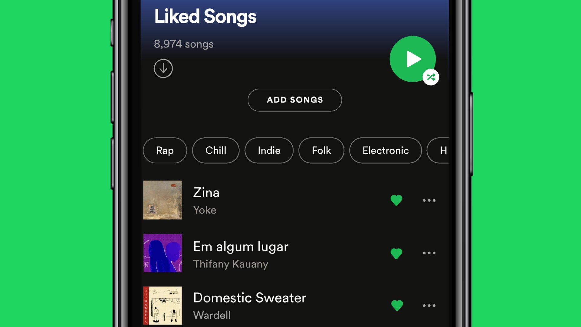 Spotify, Liked Songs playlist, sort music, genre filters, mood filters, music organization, Spotify update, music streaming, iOS, Android, feature rollout
