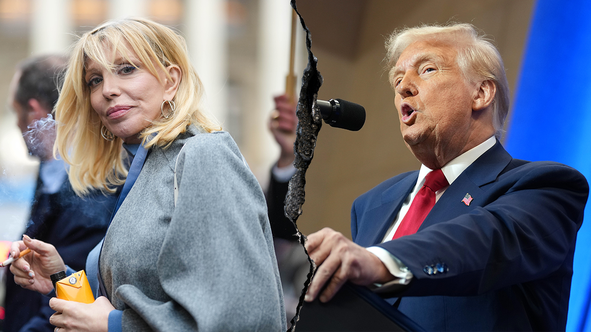 Courtney Love, British citizenship, Donald Trump, Rosie O'Donnell, Ellen DeGeneres, celebrity exodus, US politics, Mar-a-Lago, emperor-core, political criticism, UK relocation, Nirvana, Kurt Cobain, Hole, Royal Geographical Society, London, 2024 election
