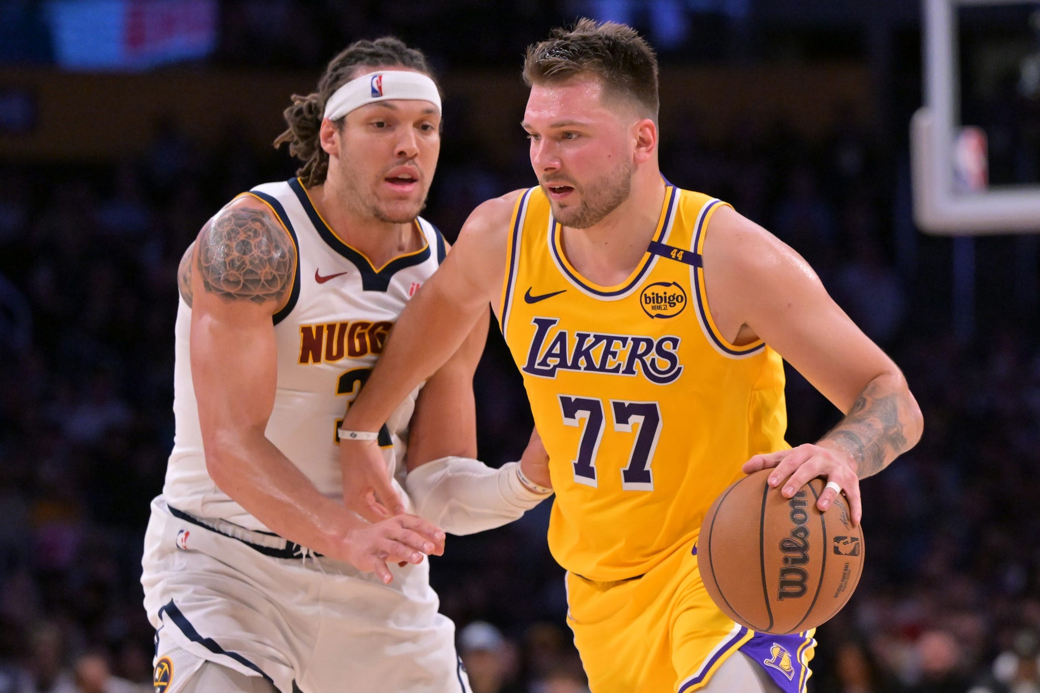 Los Angeles Lakers, Denver Nuggets, Luka Dončić, NBA, basketball, game recap, score, standings, LeBron James, injury update, Austin Reaves, Western Conference, playoff race, Nikola Jokić, Jamal Murray, Aaron Gordon
