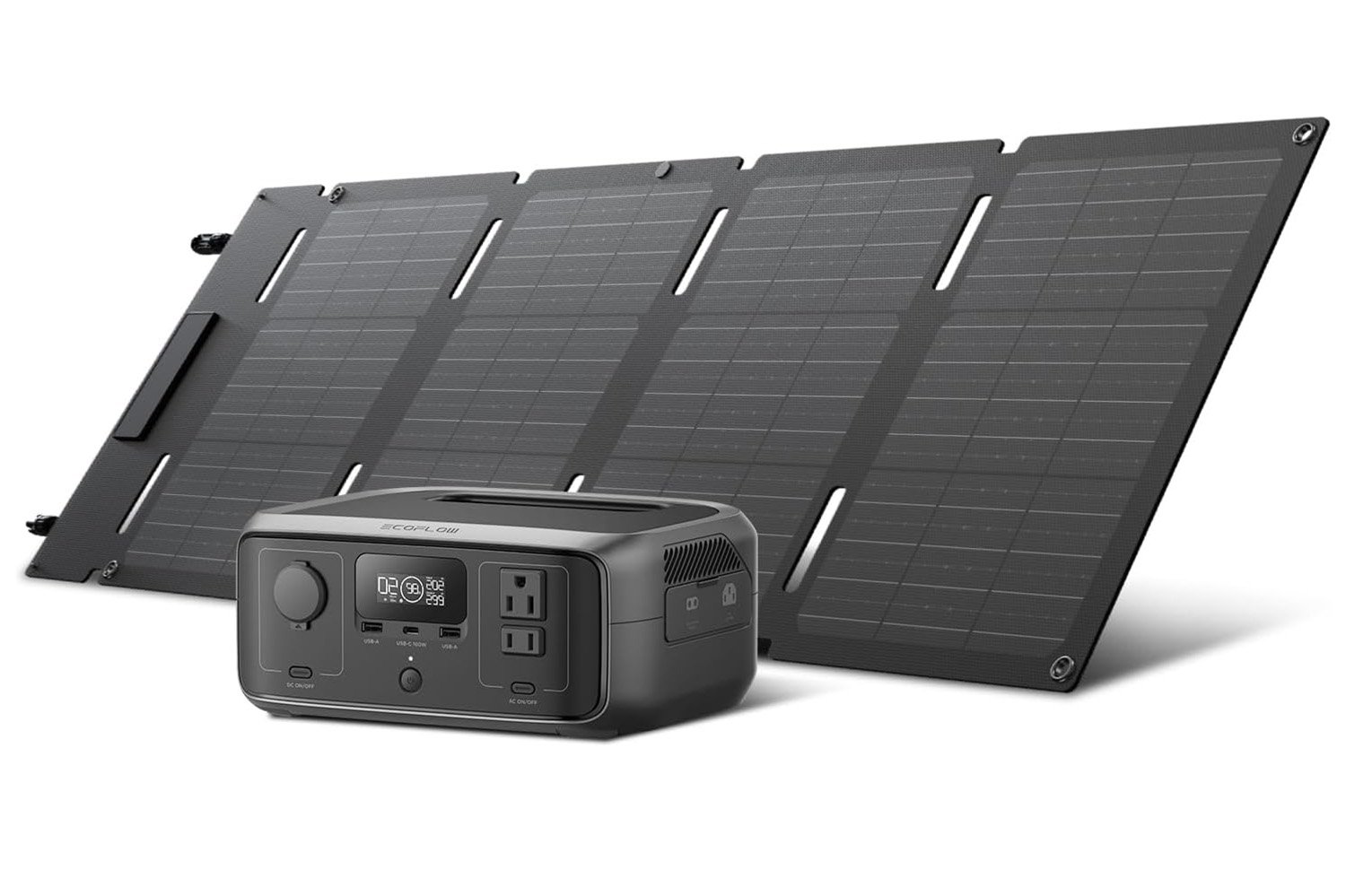 EcoFlow River 3, portable power station, power outage, camping, solar panels, emergency preparedness, battery, charging, USB ports, AC outlets, discount, Amazon, X-Boost, 600W, 1200W, power supply, generator
