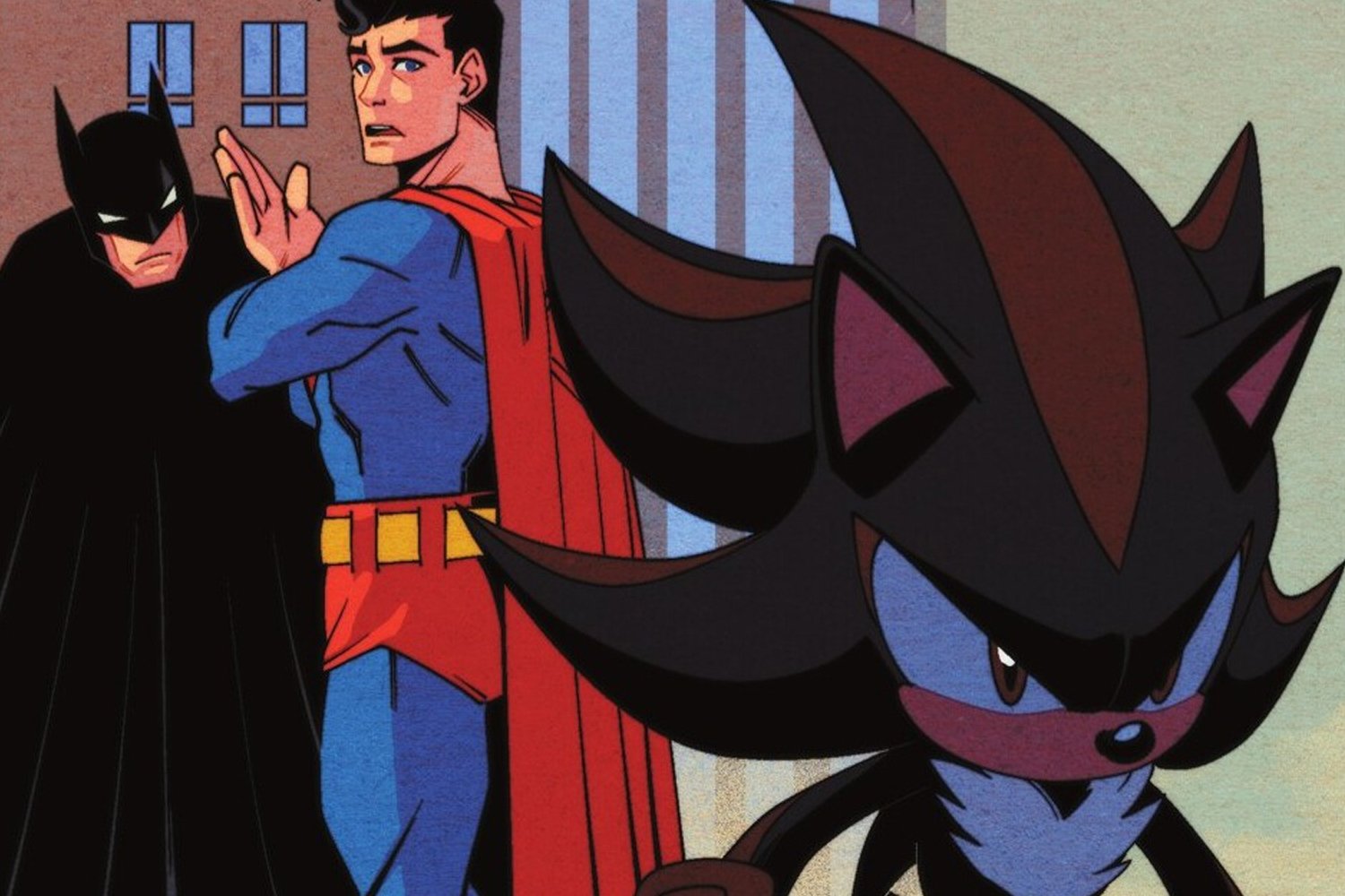 DC x Sonic, Batman, Shadow the Hedgehog, crossover, comic book, review, Ian Flynn, Adam Bryce Thomas, Matt Herms, Becca Carey, Darkseid, Justice League, Sonic, analysis, best moments, dynamic, fandom, absurdity, sincerity, Wayne, Maria, friendship, pairings
